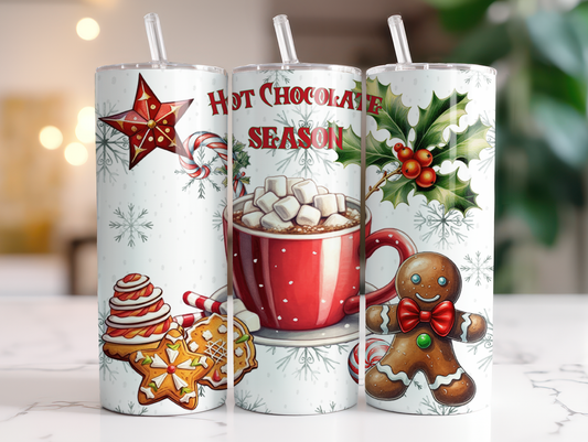 Hot Chocolate Season Red - Sublimation or Waterslide Wrap - 20oz and 30oz