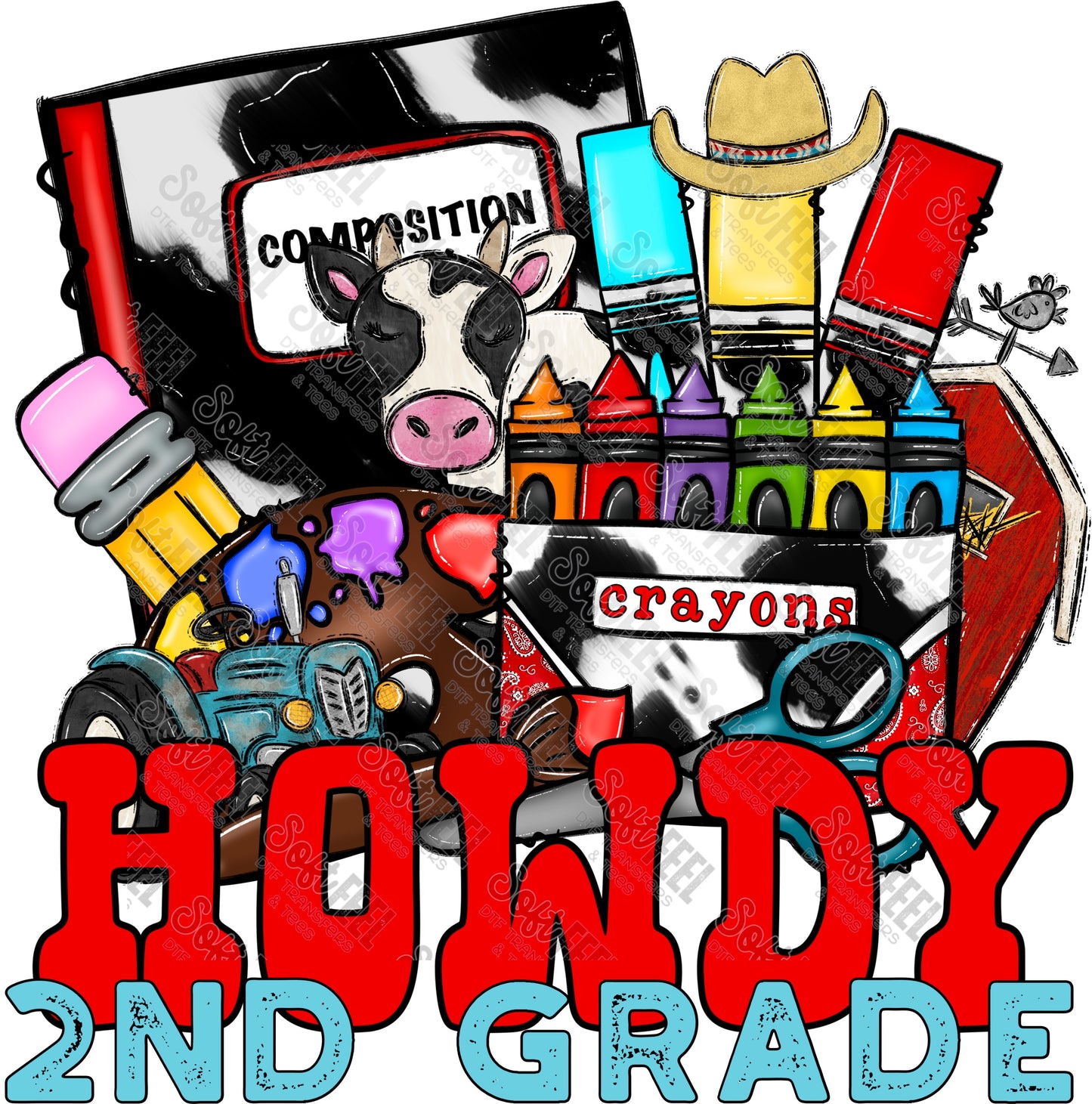 Howdy 2nd Grade Back to School - Youth / School and Teacher- Direct To Film Transfer / DTF - Heat Press Clothing Transfer