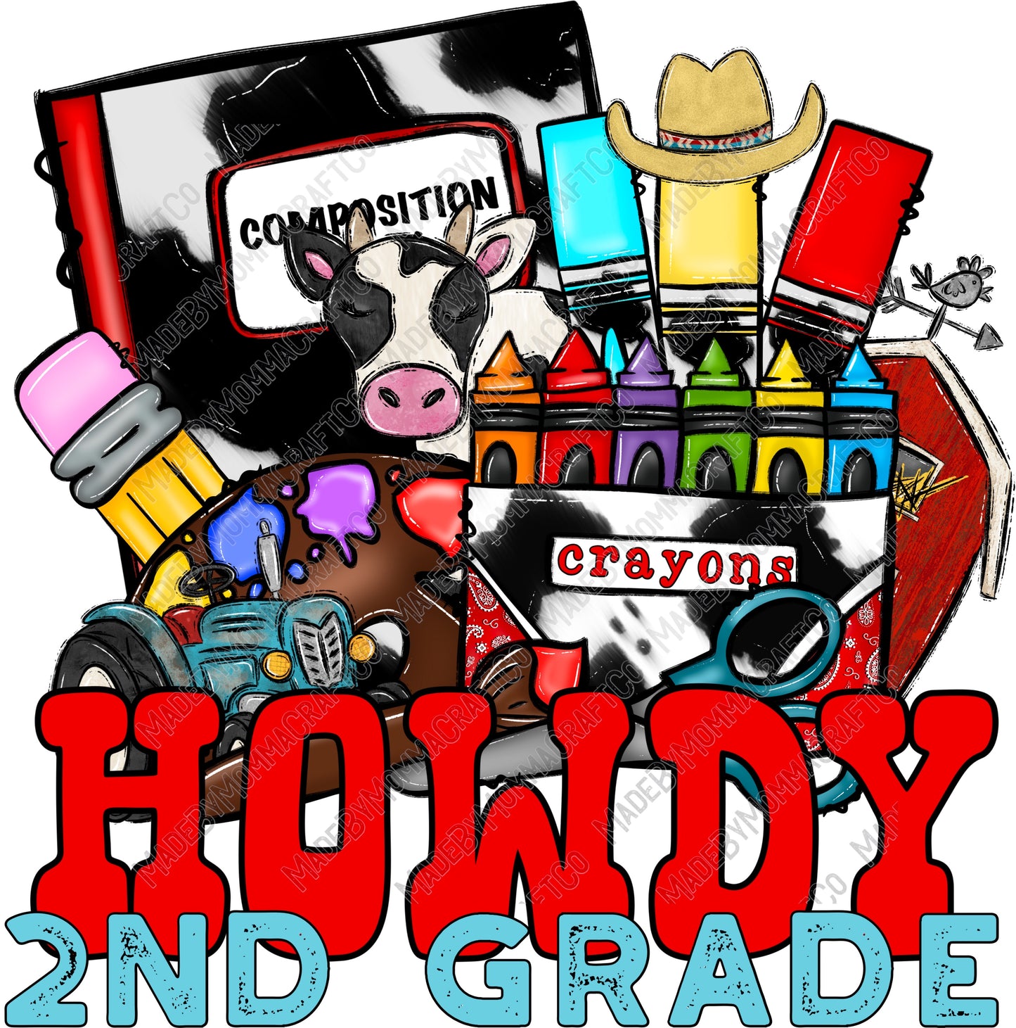 Howdy 2nd Grade - Back to School - Cheat Clear Waterslide™ or White Cast Sticker