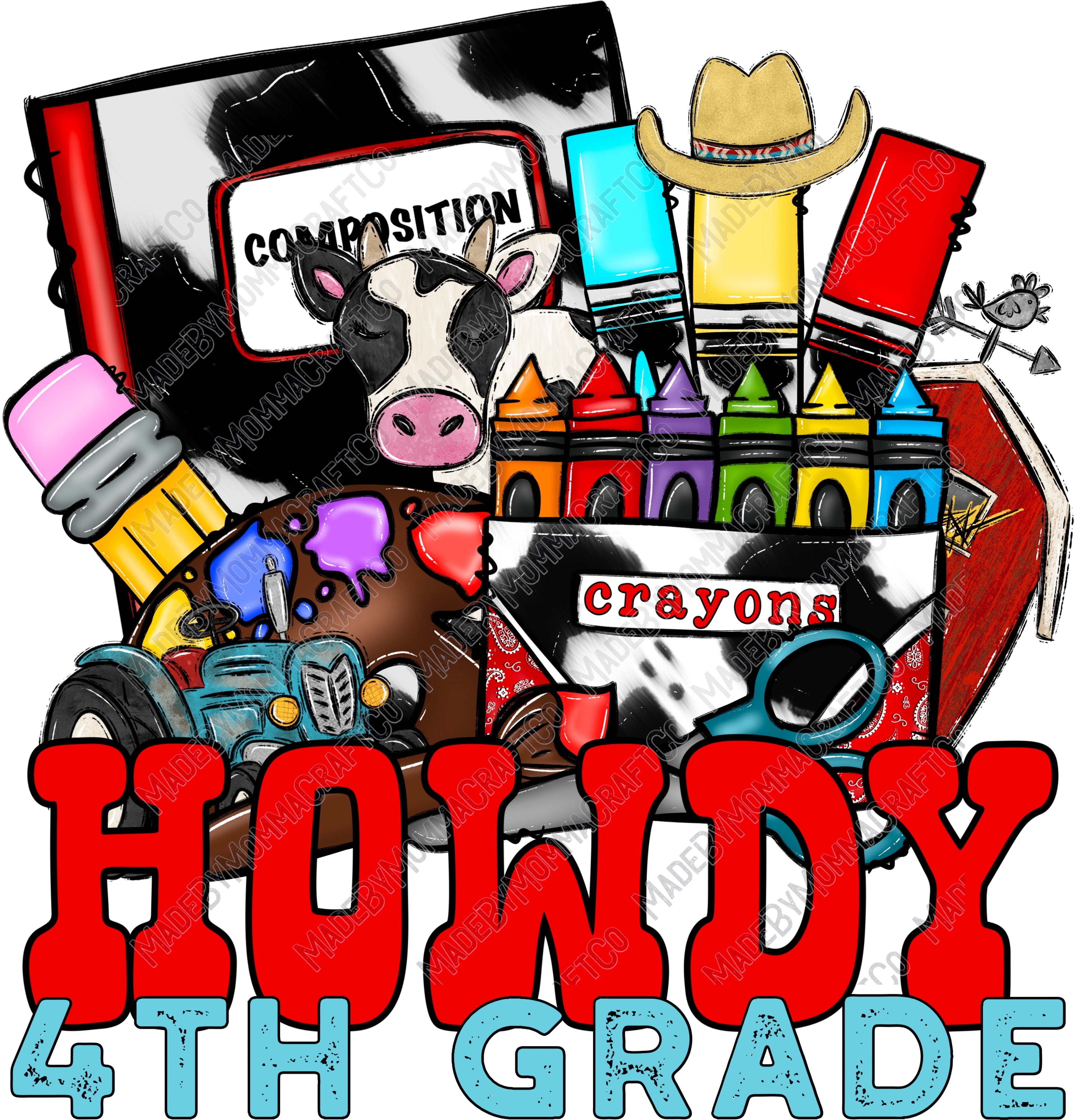 Howdy 4th Grade- Back to School - Cheat Clear Waterslide™ or UV DTF Sticker