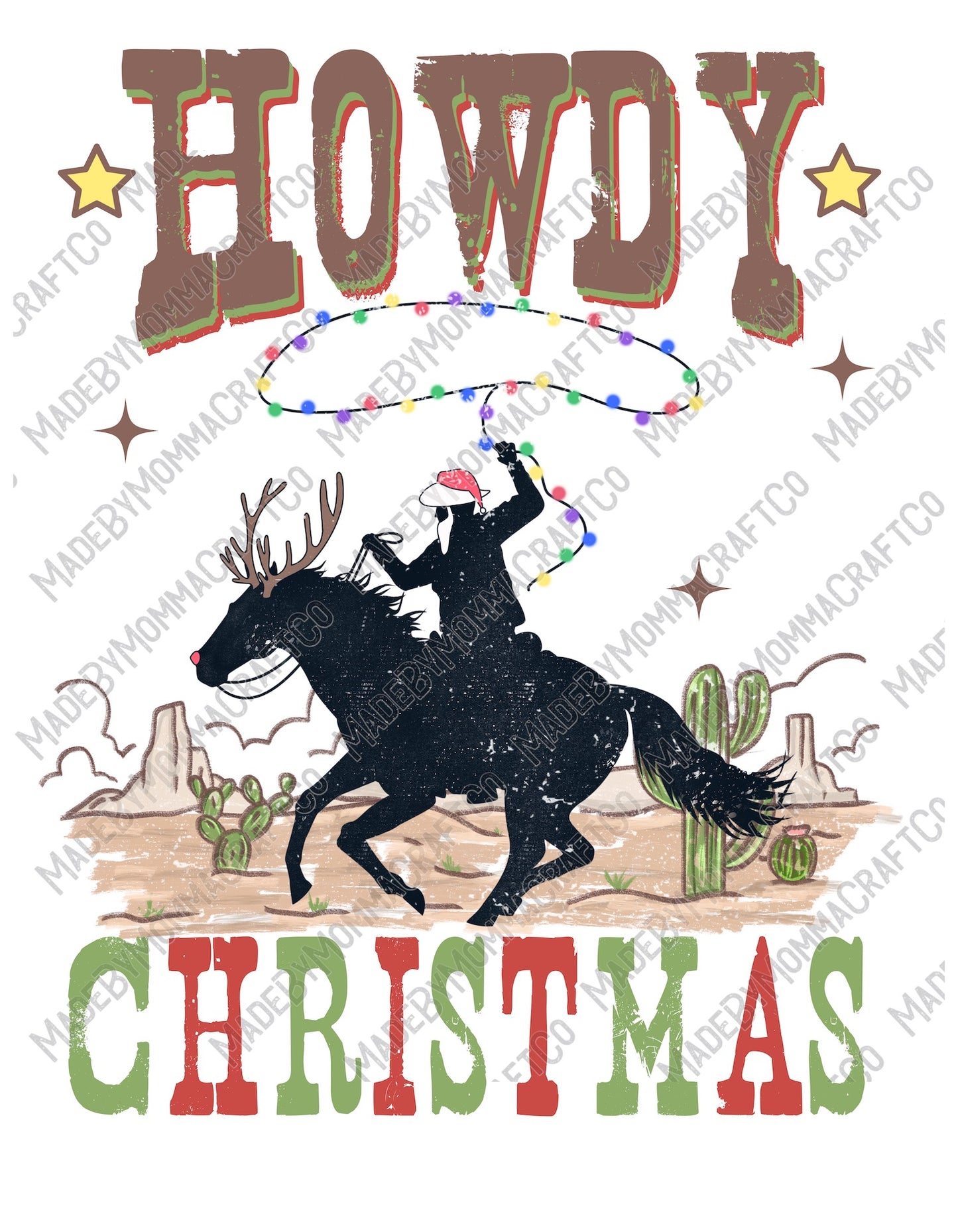 Howdy Christmas Cowboy - Cheat Clear Waterslide™ or White Cast Sticker