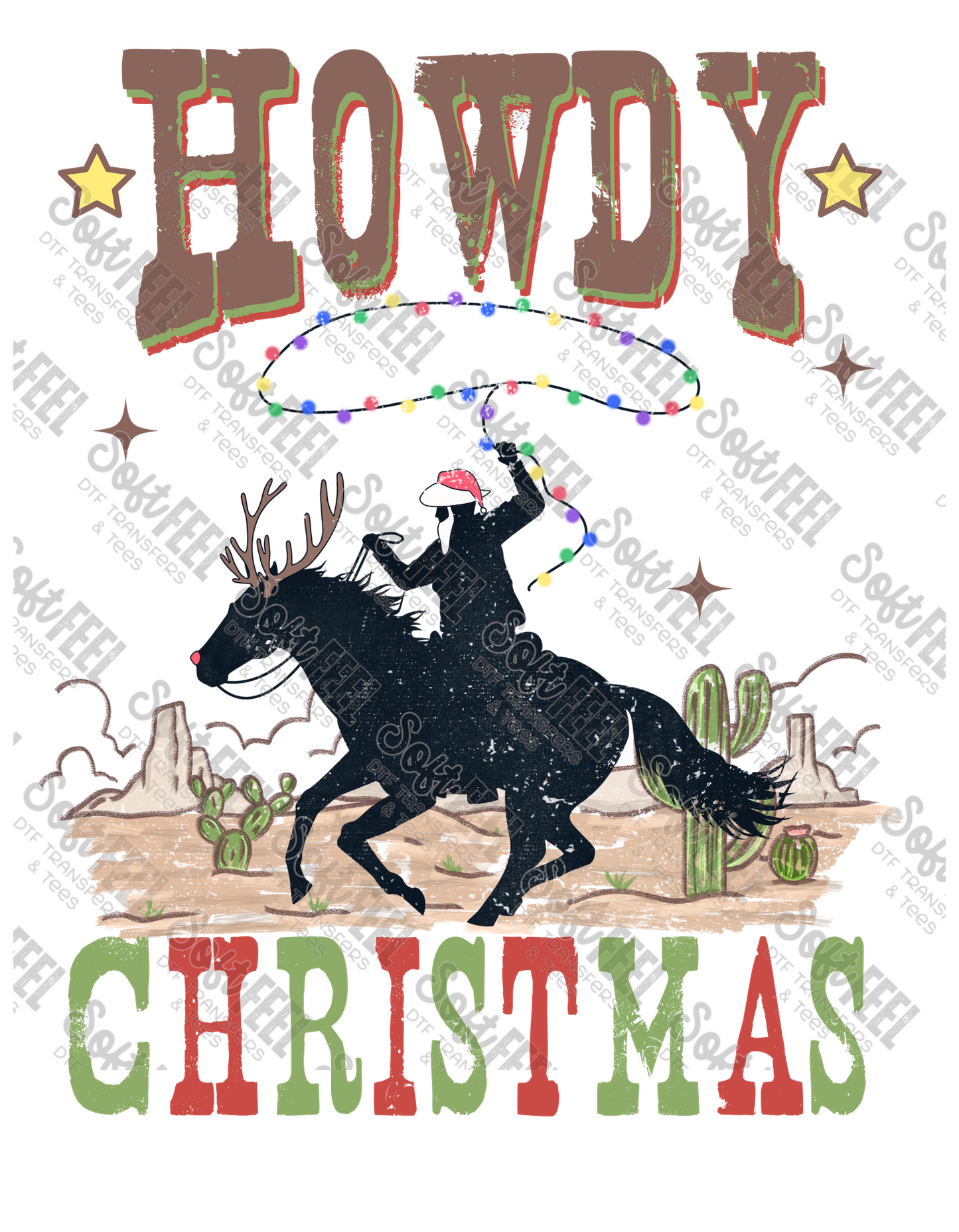 Howdy Christmas - Youth / Christmas / Western  - Direct To Film Transfer / DTF - Heat Press Clothing Transfer