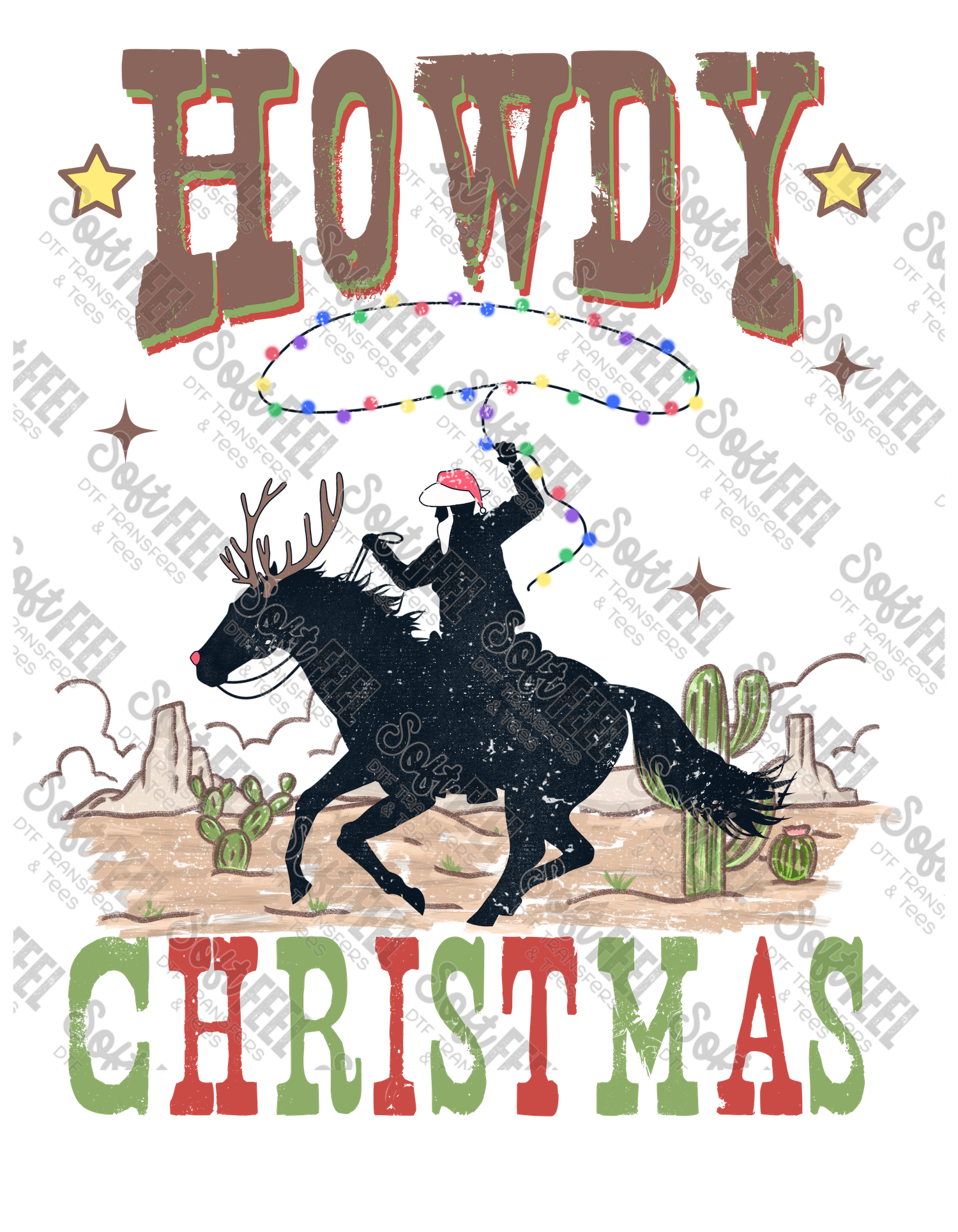 Howdy Christmas - Youth / Christmas / Western  - Direct To Film Transfer / DTF - Heat Press Clothing Transfer