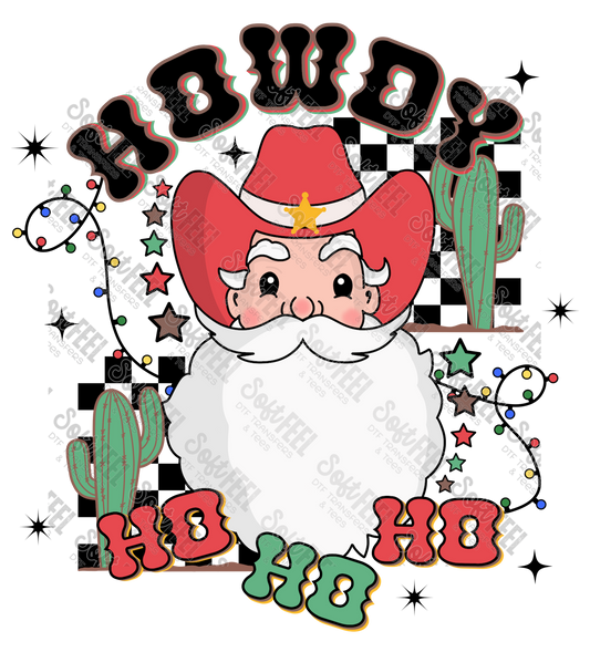 Howdy Ho Ho Ho Santa - Retro / Women's / Youth / Christmas / Western  - Direct To Film Transfer / DTF - Heat Press Clothing Transfer