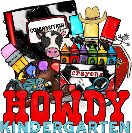 Howdy Kindergarten Back to School - Youth / School and Teacher- Direct To Film Transfer / DTF - Heat Press Clothing Transfer