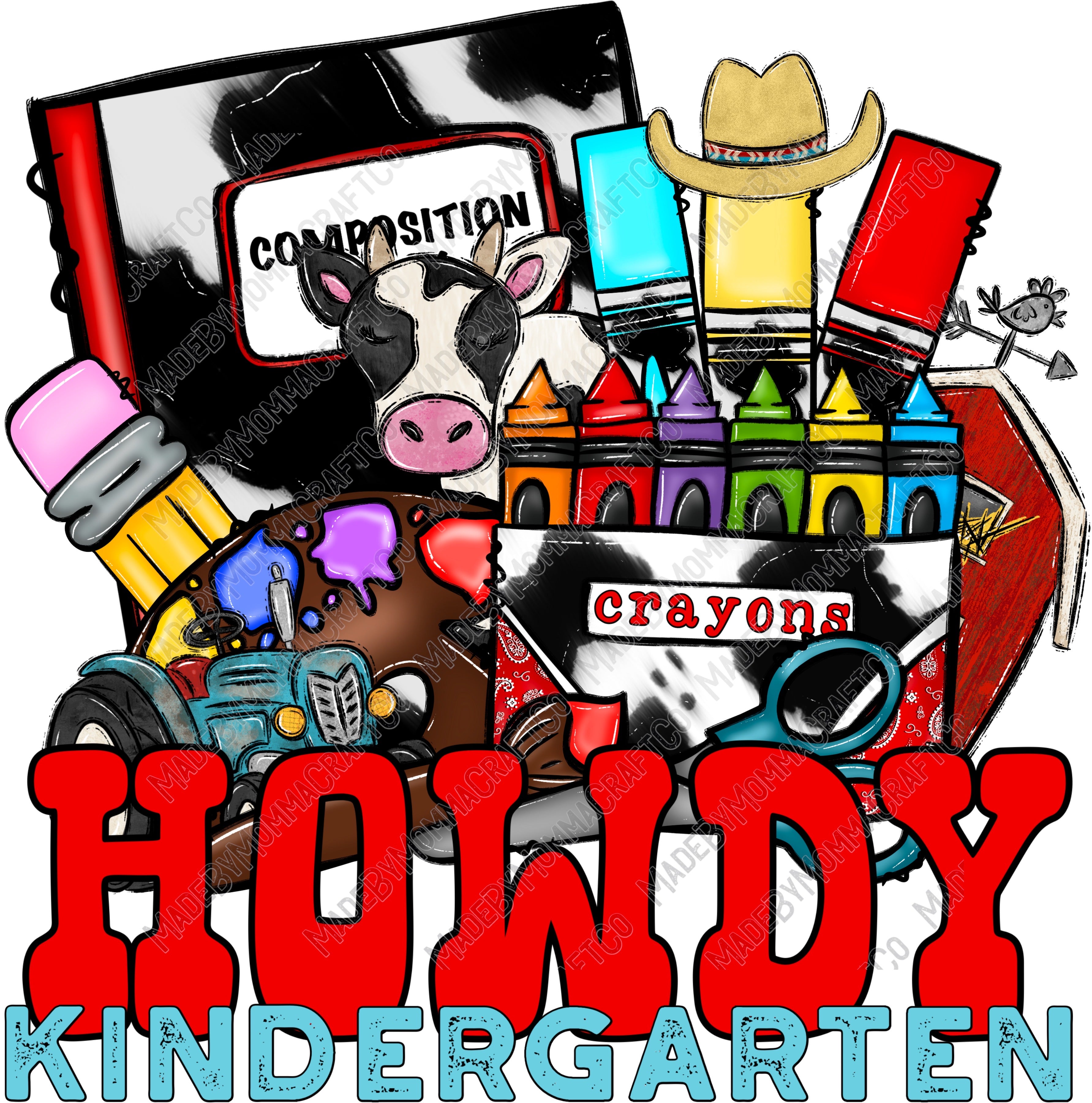 Howdy Kindergarten Grade- Back to School - Cheat Clear Waterslide™ or UV DTF Sticker