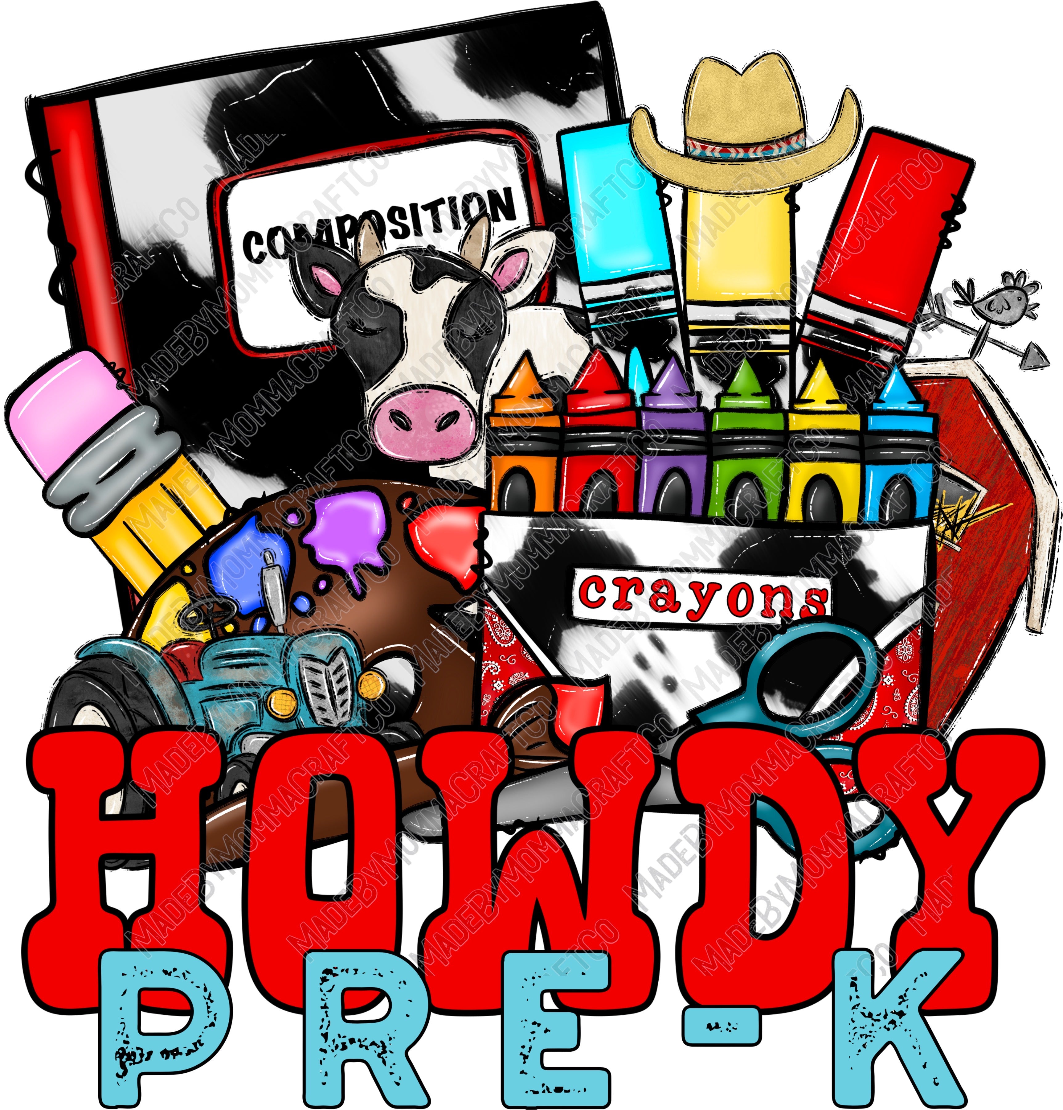 Howdy Pre-K Grade- Back to School - Cheat Clear Waterslide™ or UV DTF Sticker