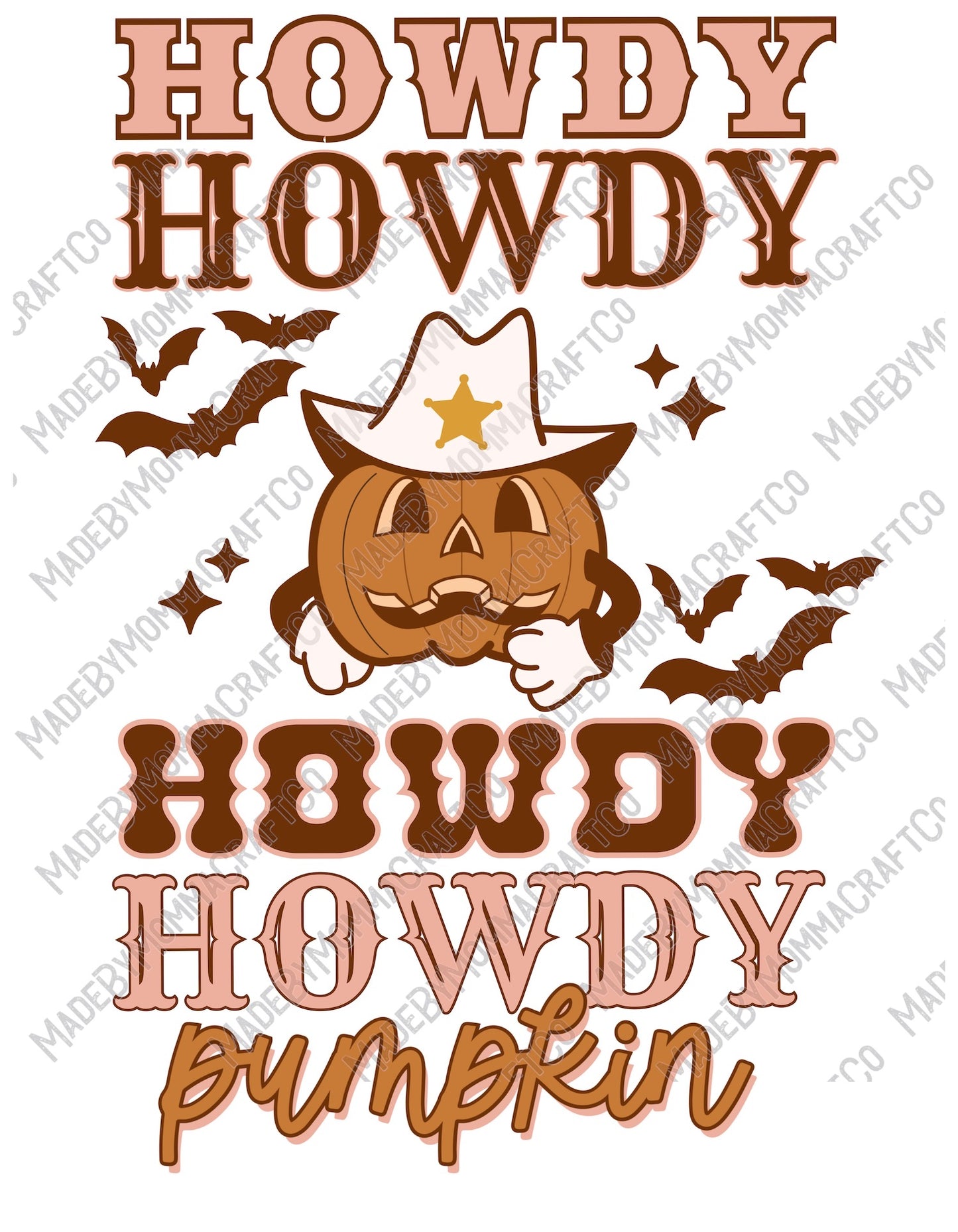 Howdy Howdy Pumpkin Retro Halloween - Country Western - Cheat Clear Waterslide™ or White Cast Sticker