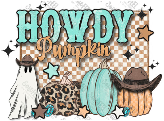 Howdy Pumpkin - Fall Halloween Youth / Western - Direct To Film Transfer / DTF - Heat Press Clothing Transfer