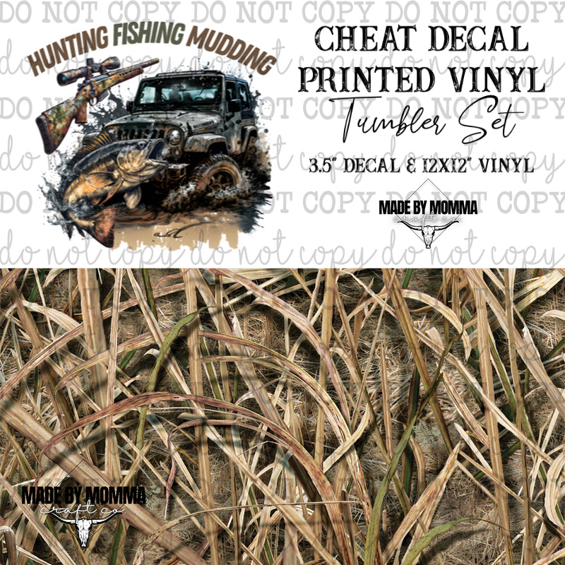Hunting Fishing Mudding Camo - Vinyl &amp; Decal Tumbler Set