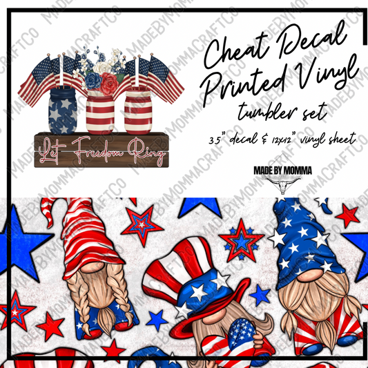 Let Freedom Ring Gnomes - Vinyl & Decal Tumbler Set