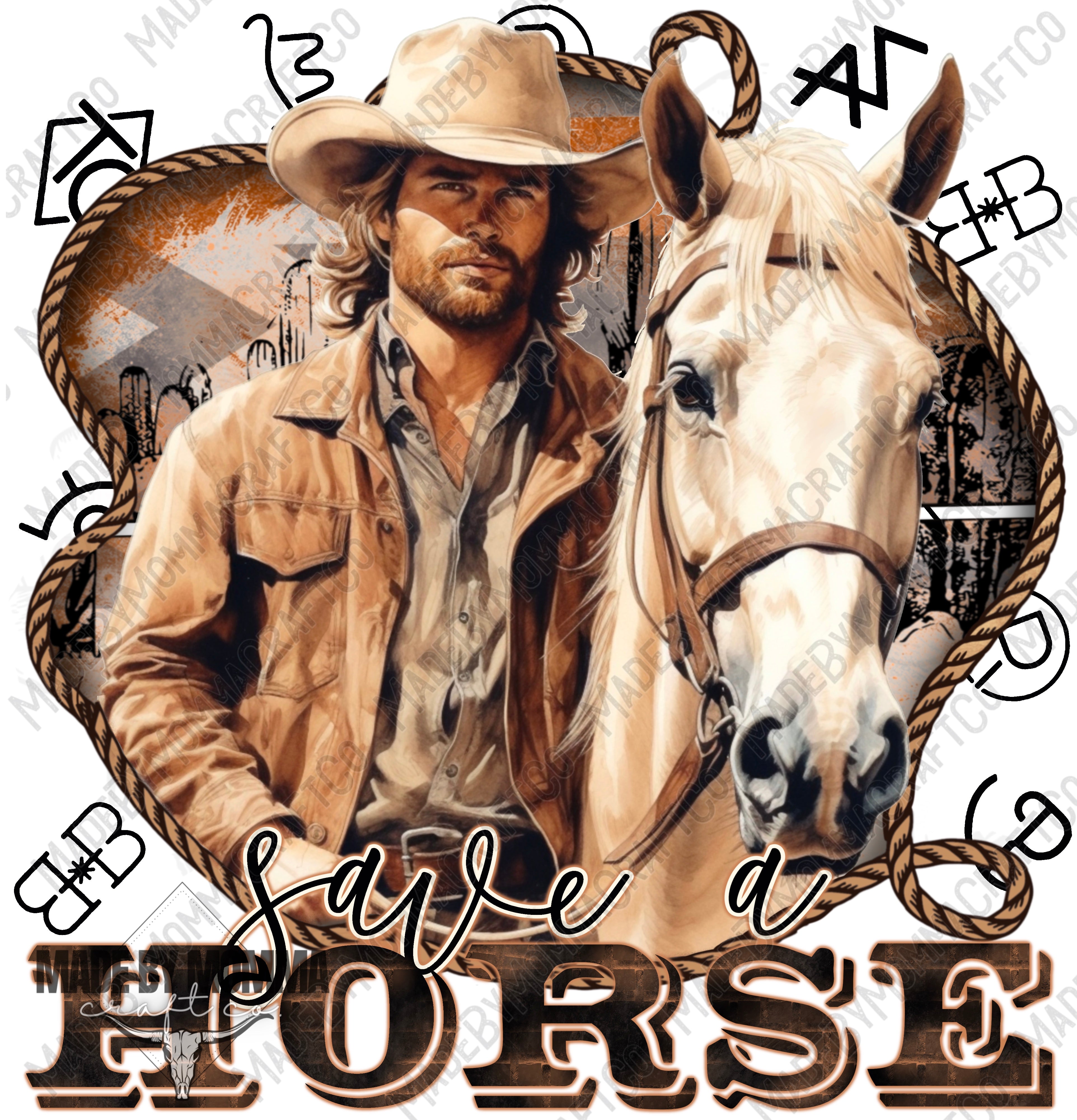 Save a horse - cowboy series - Cheat Clear Waterslide™ or White Cast Sticker