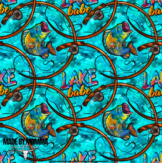 Lake Babe And Fish With Camouflage - Vinyl Or Waterslide Seamless Wrap