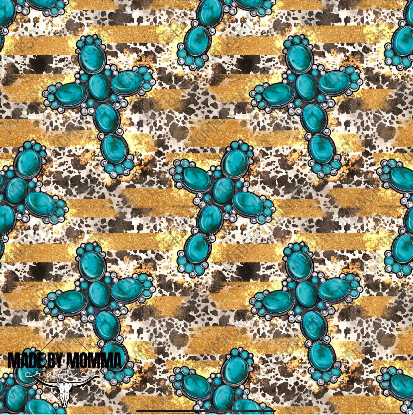 Leopard Cross and Turquoise Gemstone - Vinyl Or Waterslide Seamless Wrap