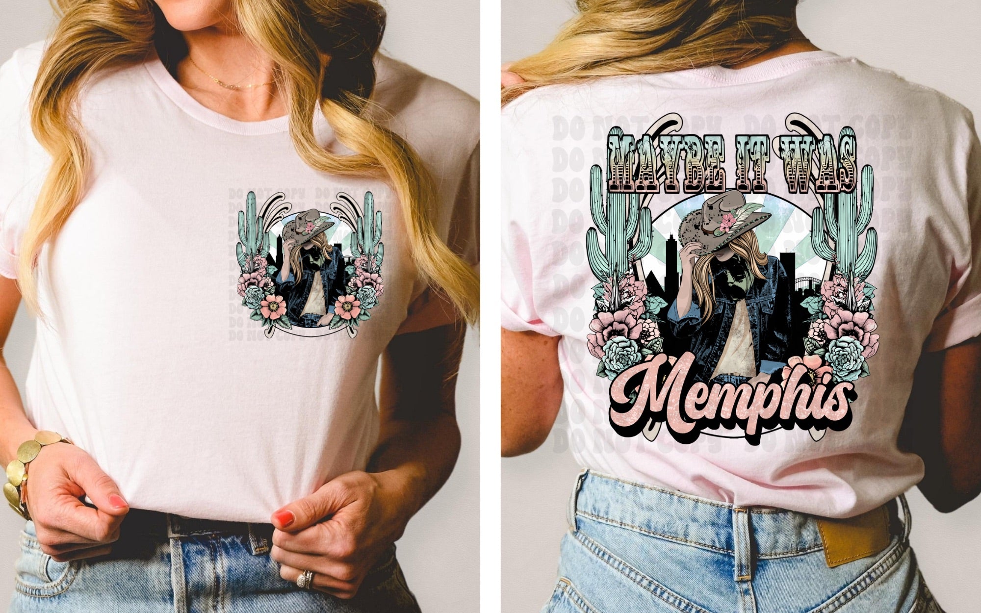 Memphis - Women&#39;s / Western - Direct To Film Transfer / DTF - Heat Press Clothing Transfer