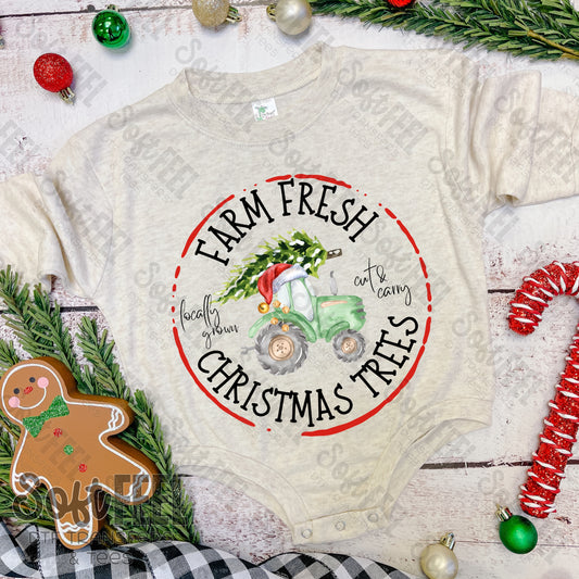 Farm Fresh Christmas Trees Tractor - Christmas / youth - Direct To Film Transfer / DTF - Heat Press Clothing Transfer