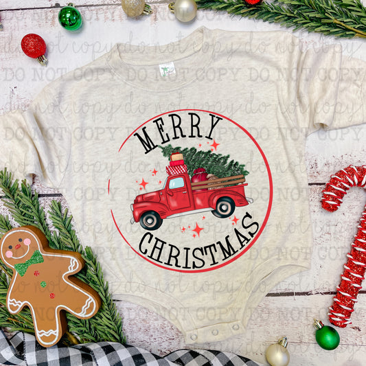 Merry Christmas Truck- Christmas / youth - Direct To Film Transfer / DTF - Heat Press Clothing Transfer