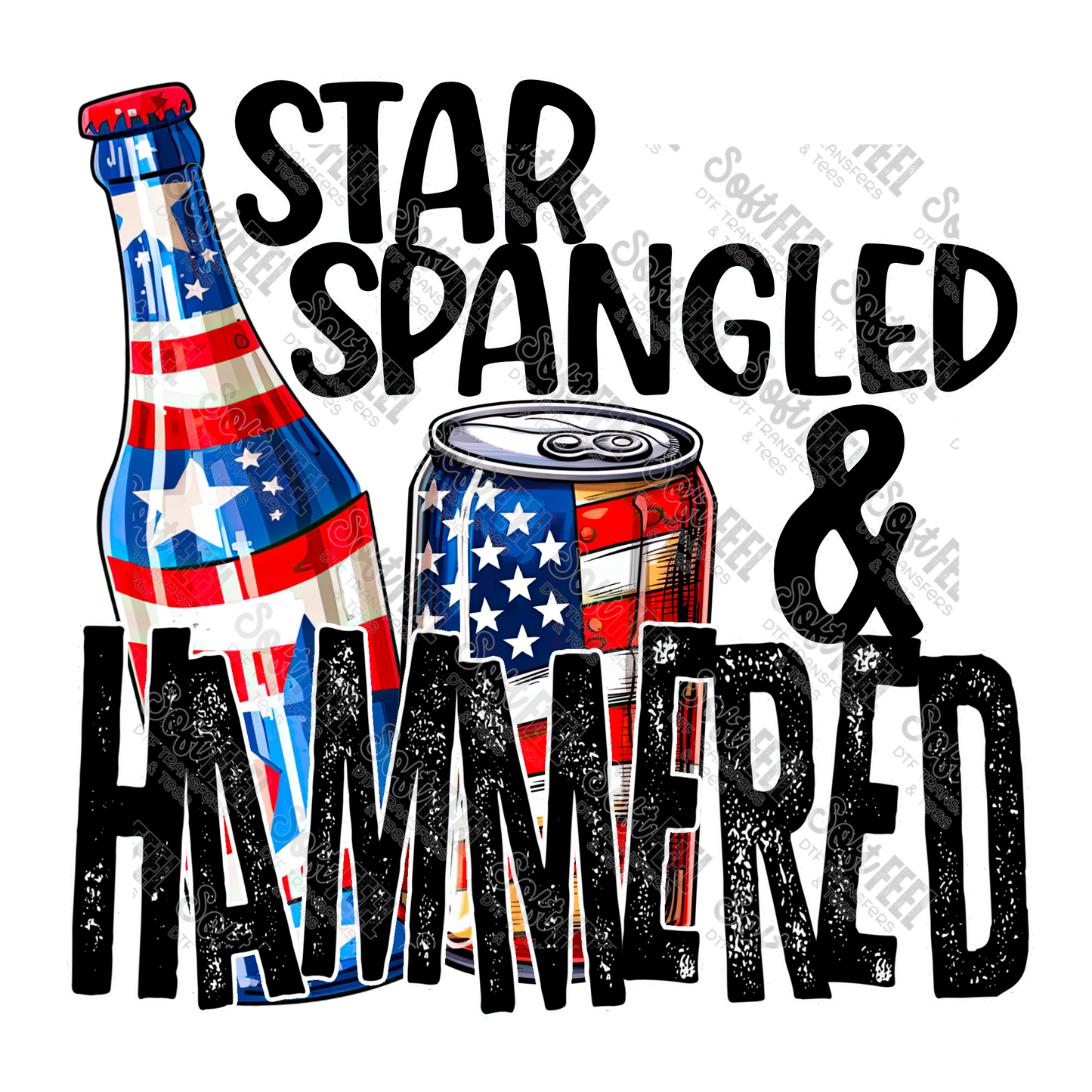 Star Spangled and Hammered - Humor / Women's / Men's / Patriotic - Direct To Film Transfer / DTF - Heat Press Clothing Transfer