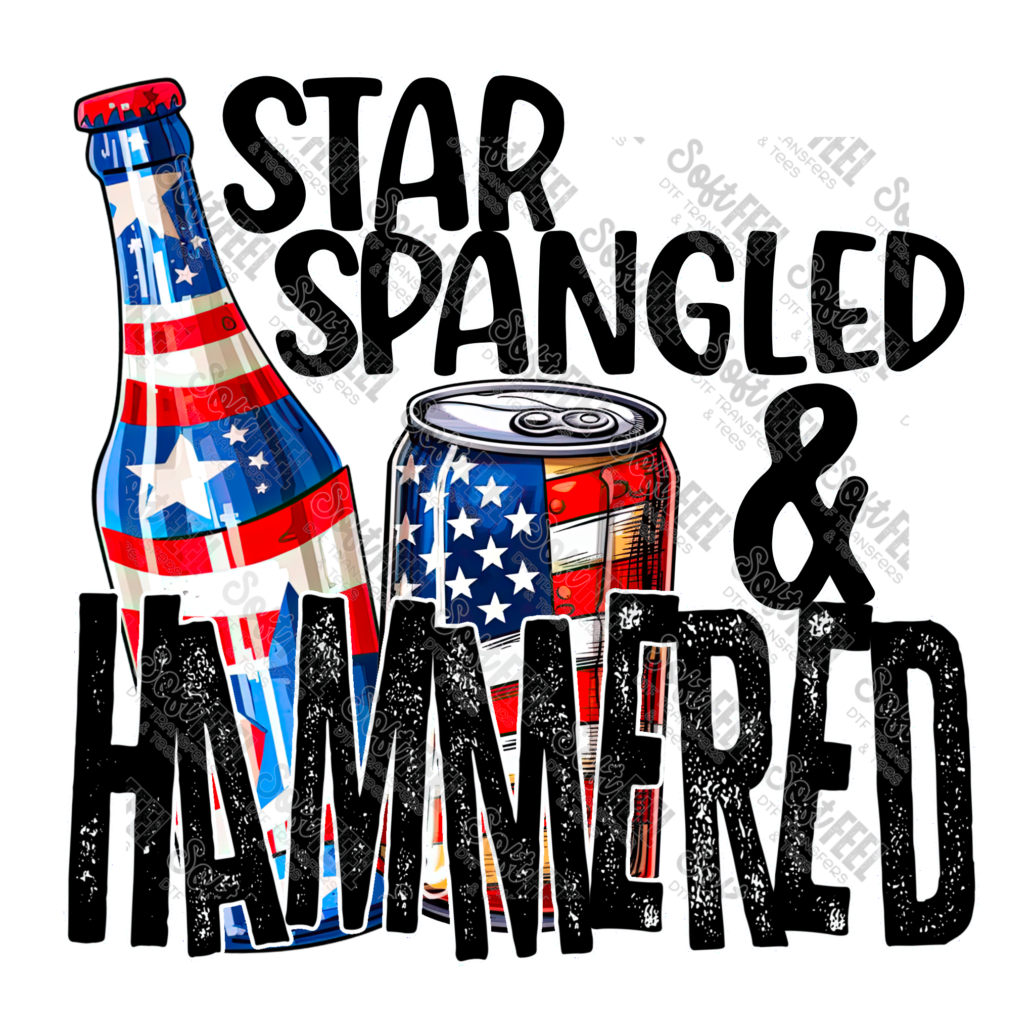 Star Spangled and Hammered - Humor / Women&#39;s / Men&#39;s / Patriotic - Direct To Film Transfer / DTF - Heat Press Clothing Transfer