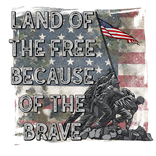 Land of the Free Because of the Brave - Women's / Men's / Patriotic - Direct To Film Transfer / DTF - Heat Press Clothing Transfer