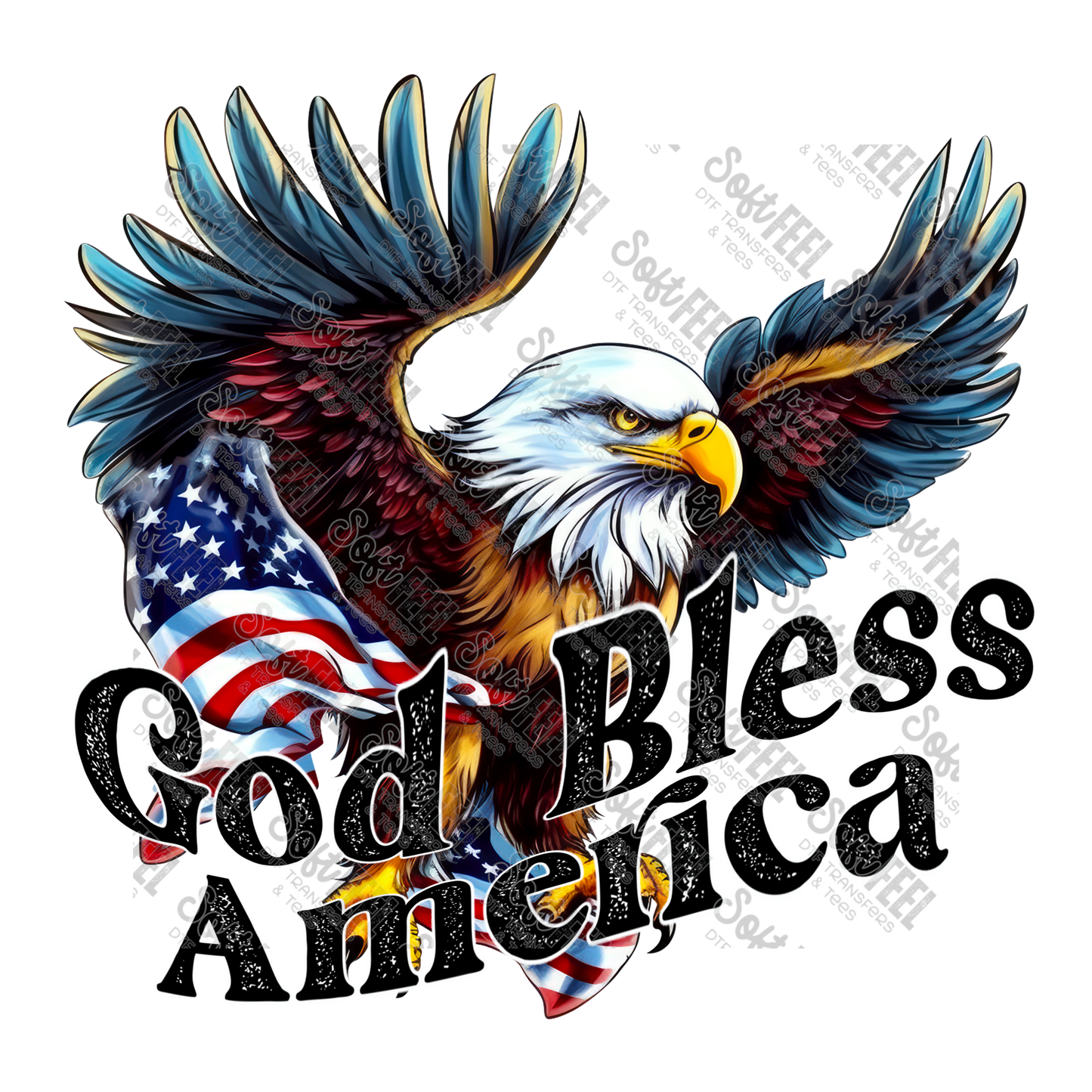 God Bless America Eagle - Men's / Patriotic - Direct To Film Transfer / DTF - Heat Press Clothing Transfer