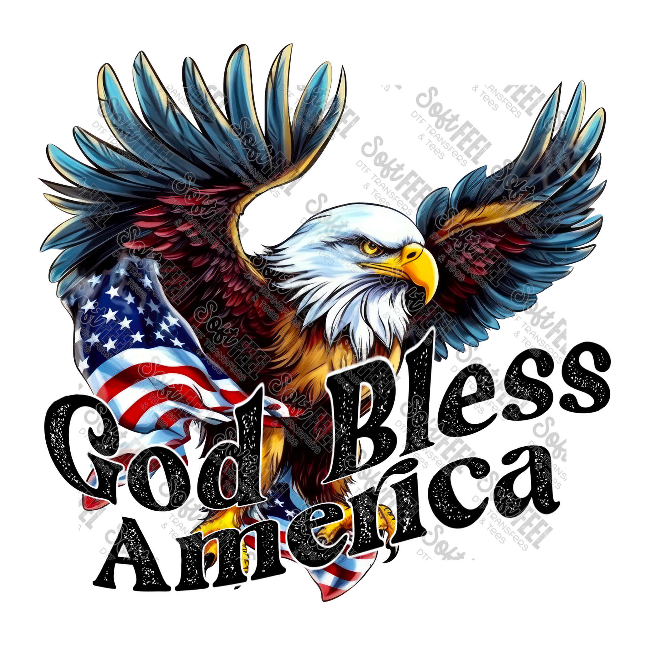 God Bless America Eagle - Men&#39;s / Patriotic - Direct To Film Transfer / DTF - Heat Press Clothing Transfer