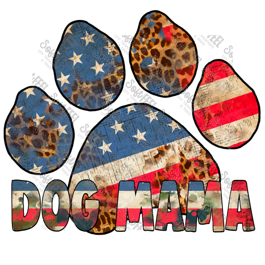 Dog Mama - Women's / Patriotic / Animals - Direct To Film Transfer / DTF - Heat Press Clothing Transfer