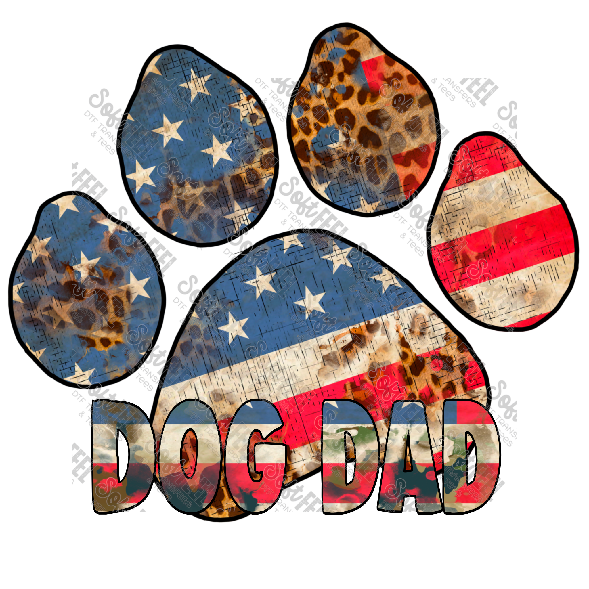 Dog Dad - Men&#39;s / Patriotic / Animals - Direct To Film Transfer / DTF - Heat Press Clothing Transfer