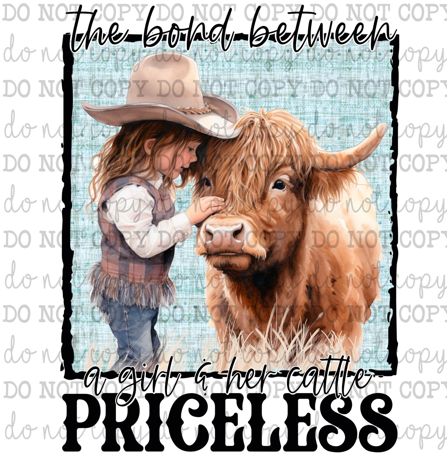 Bond between a girl and her cattle highland cow - Cowkid series - Cheat Clear Waterslide™ or White Cast Sticker