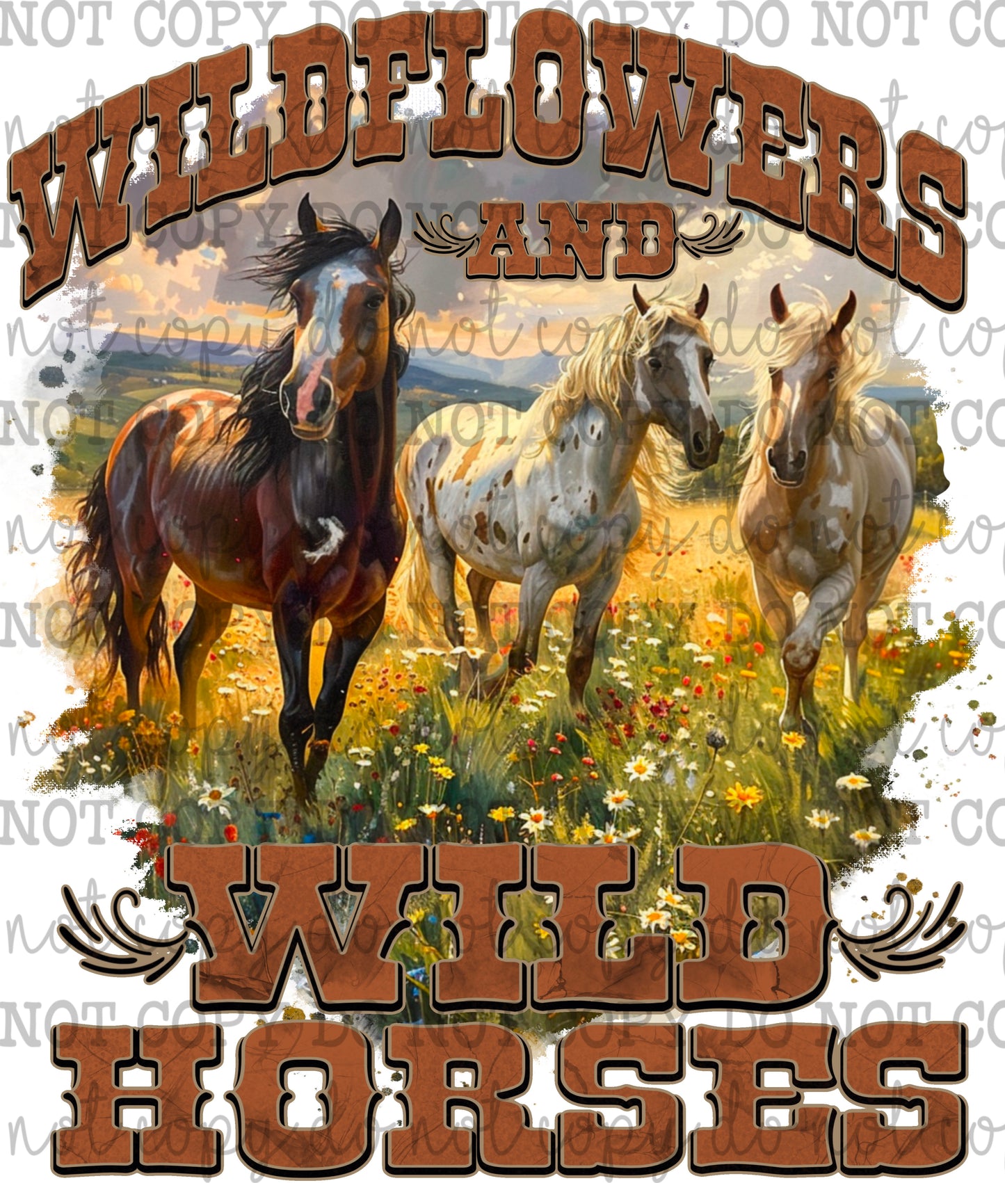 Wildflowers and Wild Horses Country Western Exclusive Cowgirl Series - Cheat Clear Waterslide™ or White Cast Sticker