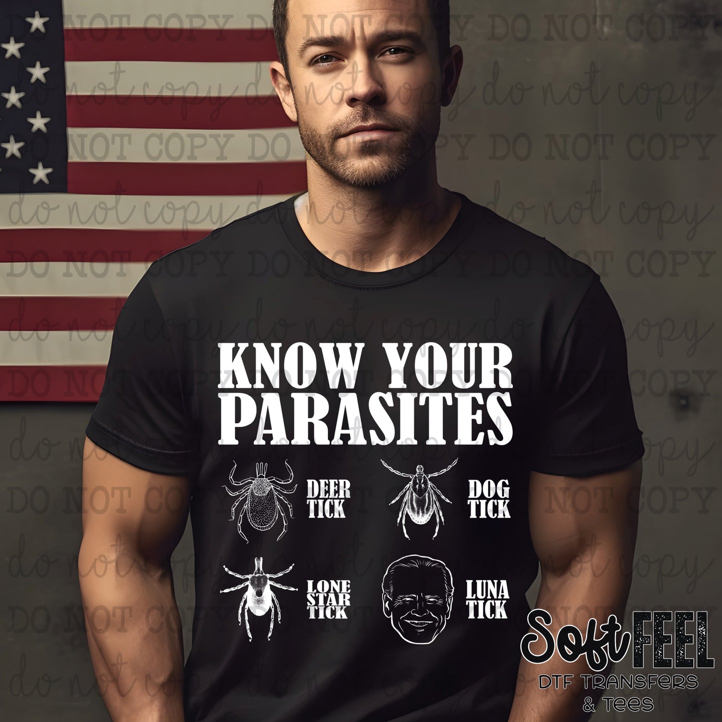 Trump know your parasites - Patriotic - Direct To Film Transfer / DTF - Heat Press Clothing Transfer