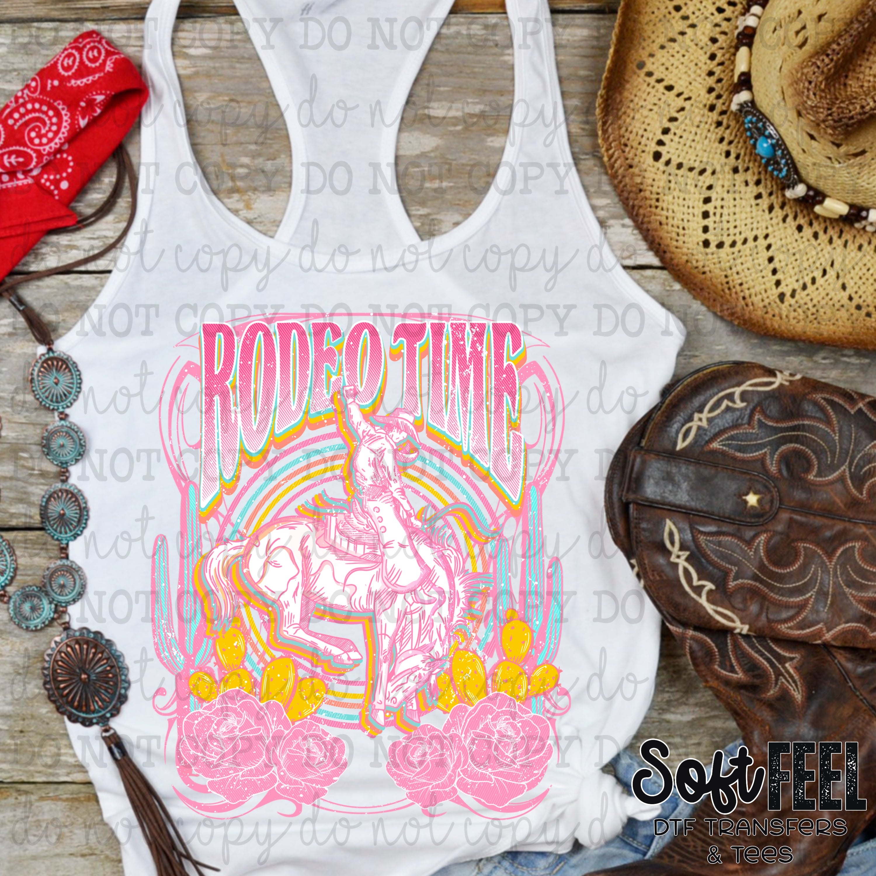 Pink Rodeo T!me - country western - Direct To Film Transfer / DTF - Heat Press Clothing Transfer