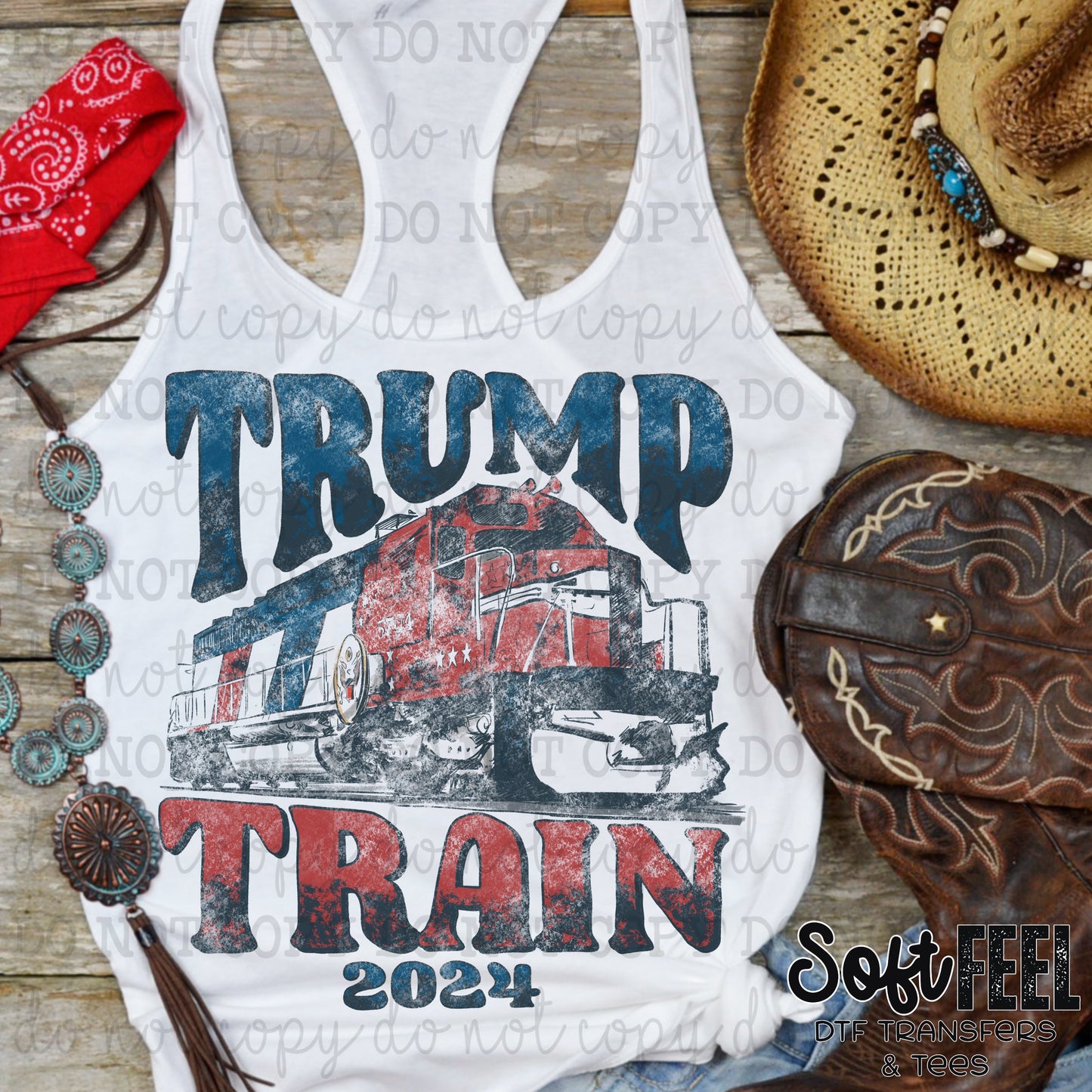 Trump Train 2024 - Patriotic - Direct To Film Transfer / DTF - Heat Press Clothing Transfer