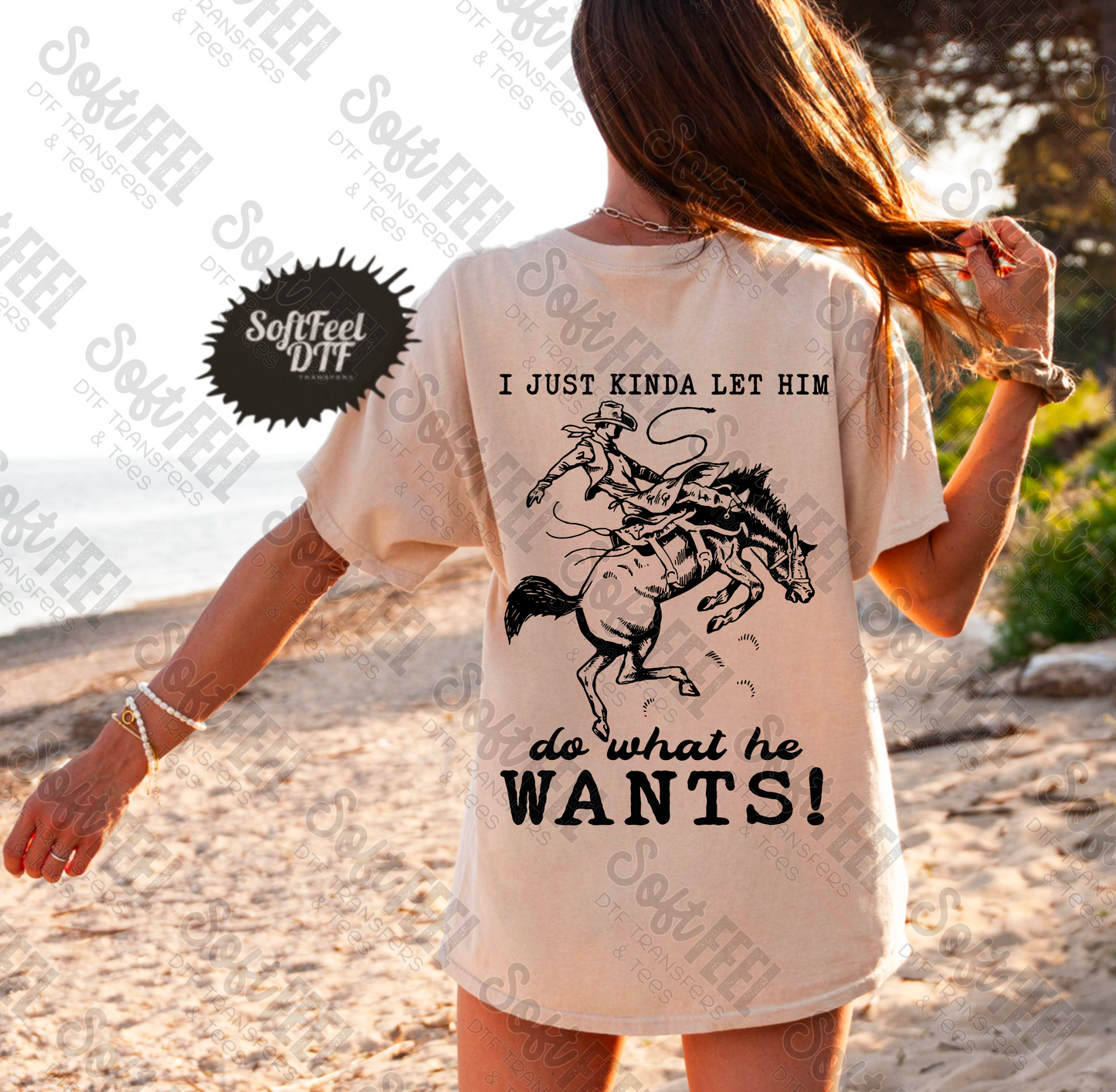 Let him do what he wants bronc - rodeo / Western - Direct To Film Transfer / DTF - Heat Press Clothing Transfer