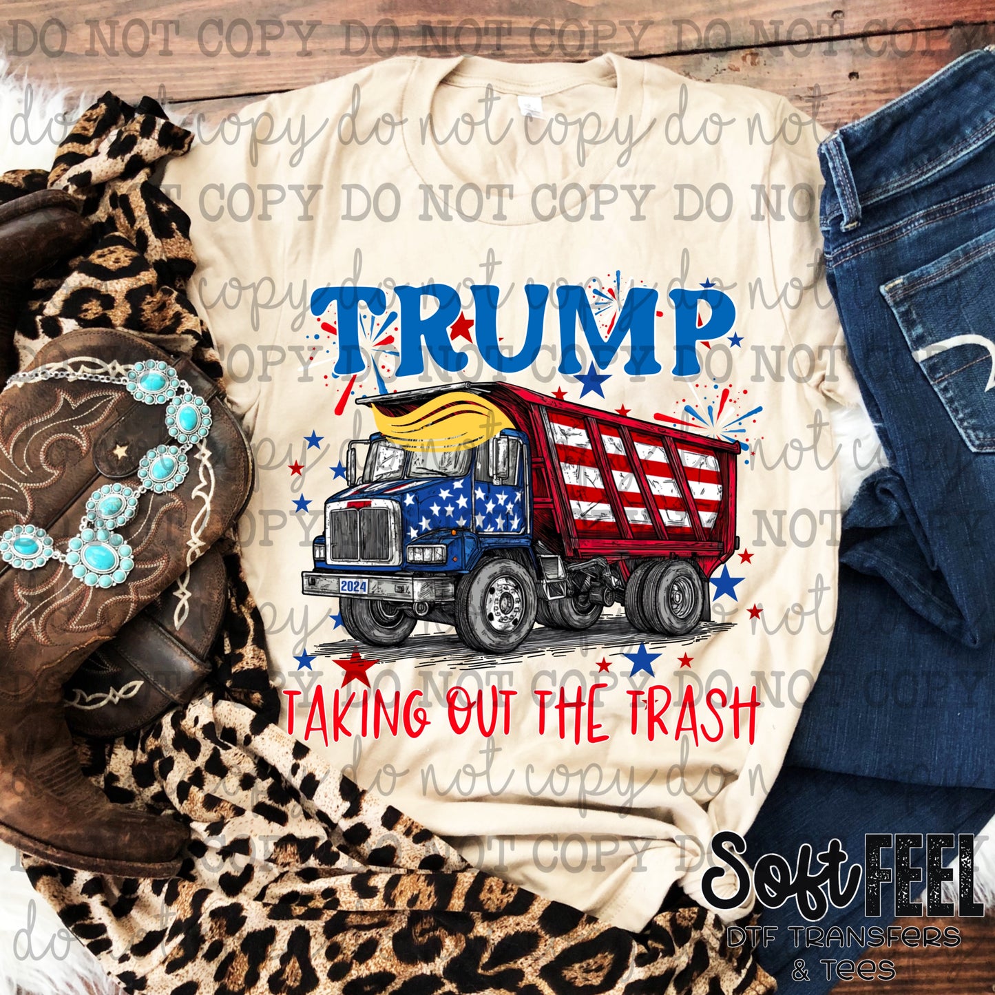 Taking out the trash dump truck Trump 2024 - Patriotic - Direct To Film Transfer / DTF - Heat Press Clothing Transfer (Copy)