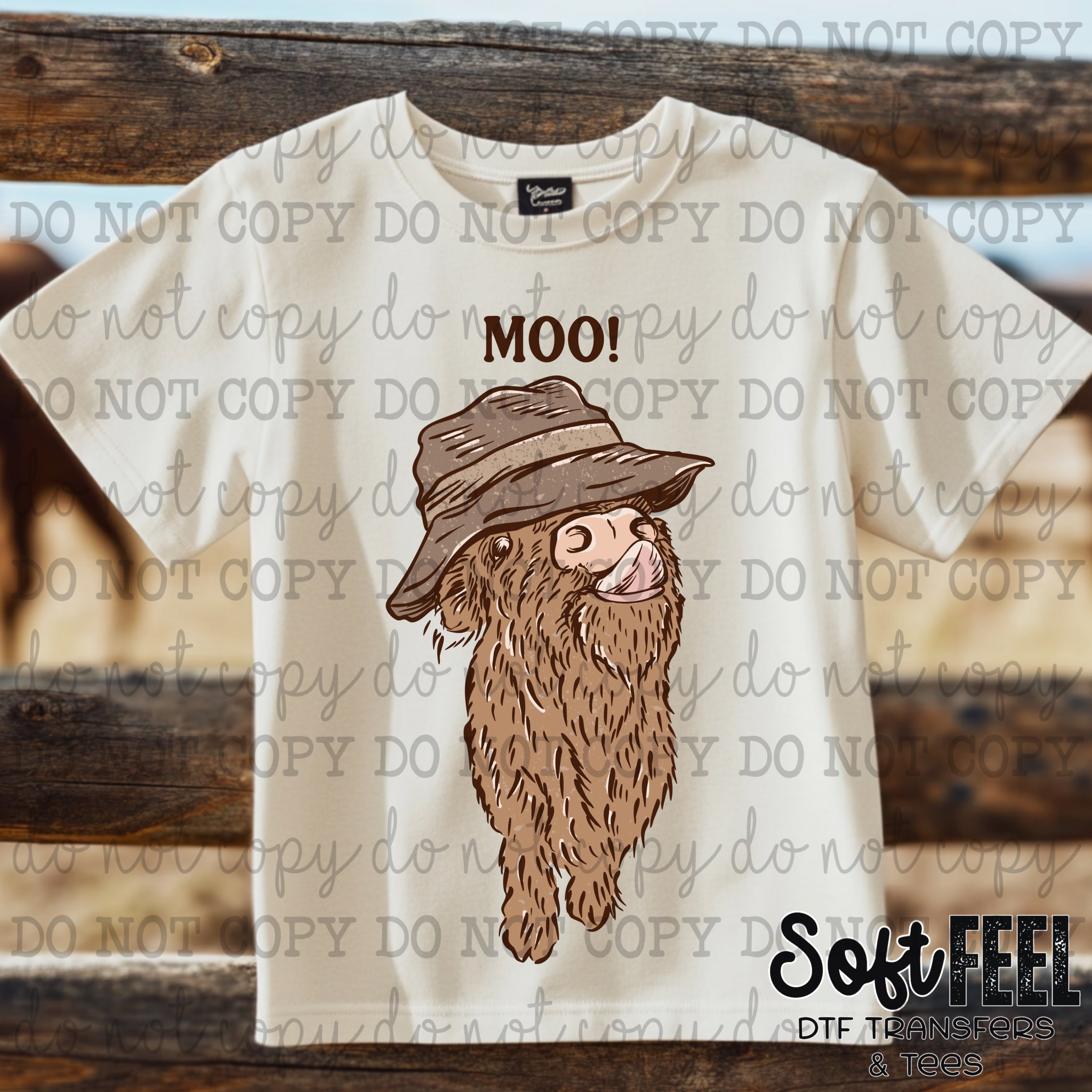 Moo Highland Cow - country western - Direct To Film Transfer / DTF - Heat Press Clothing Transfer