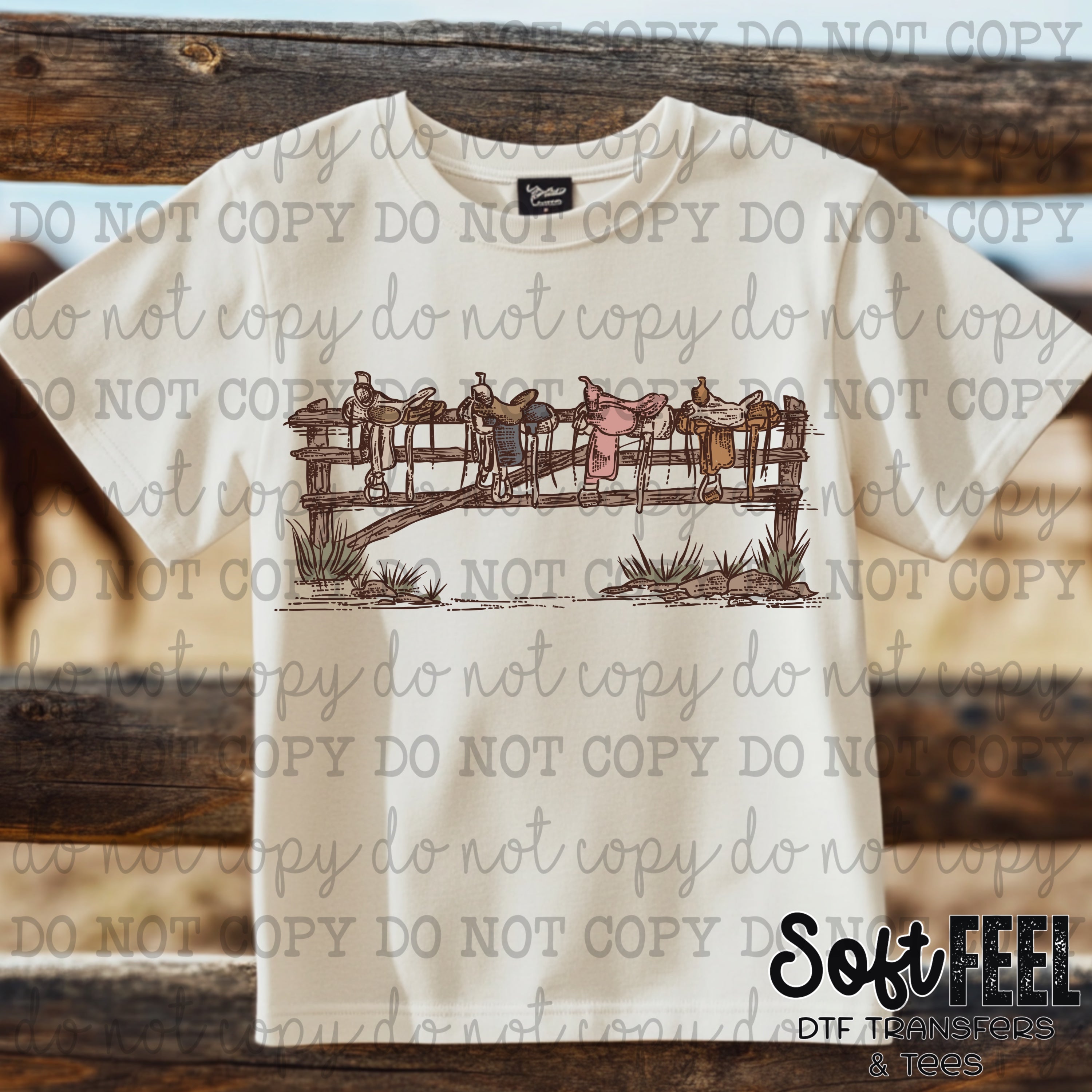 Saddles on the Fence - country western - Direct To Film Transfer / DTF - Heat Press Clothing Transfer