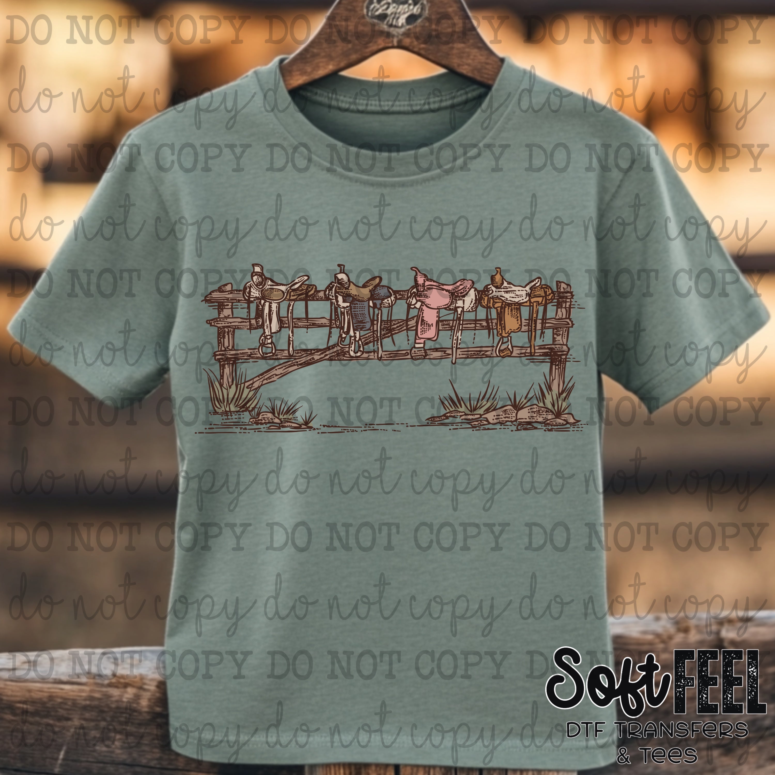 Saddles on the Fence - country western - Direct To Film Transfer / DTF - Heat Press Clothing Transfer