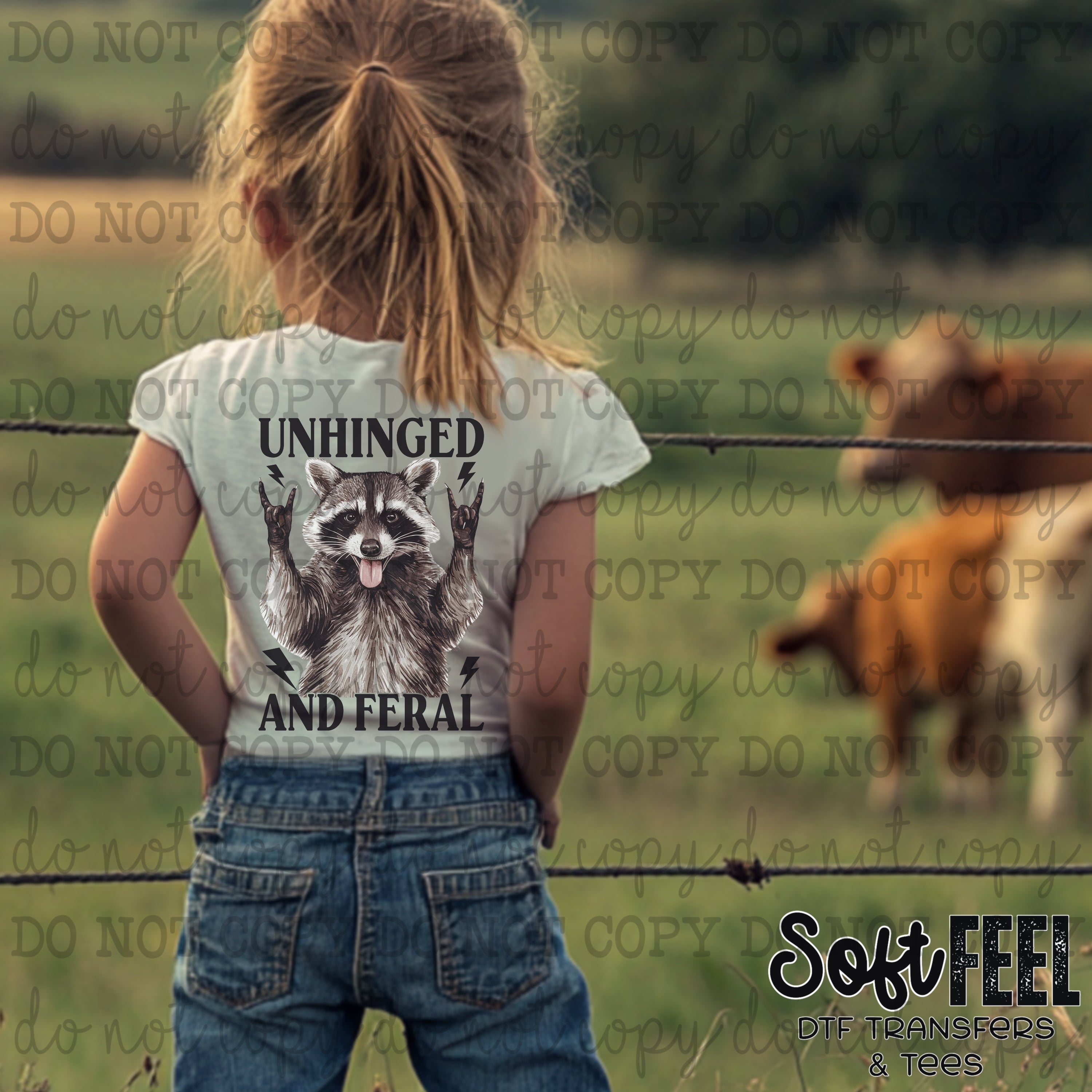 Unhinged and Feral Raccoon - youth country western - Direct To Film Transfer / DTF - Heat Press Clothing Transfer