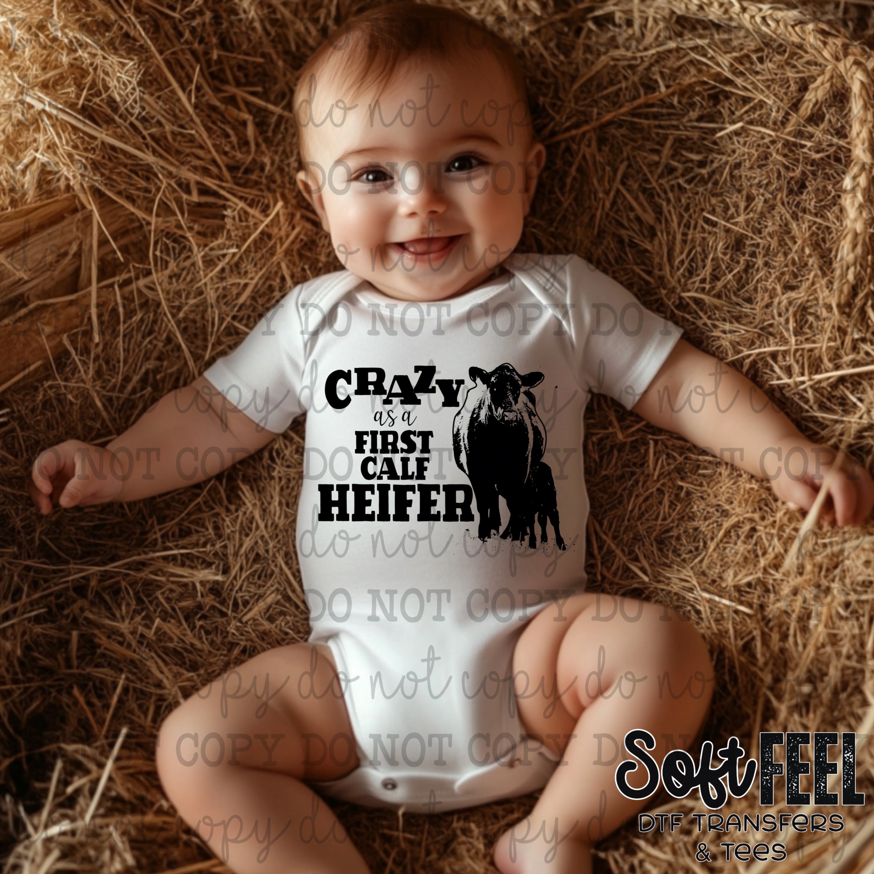 Crazy as a First Calf Heifer - Ranch Humor Youth Western - Direct To Film Transfer / DTF - Heat Press Clothing Transfer
