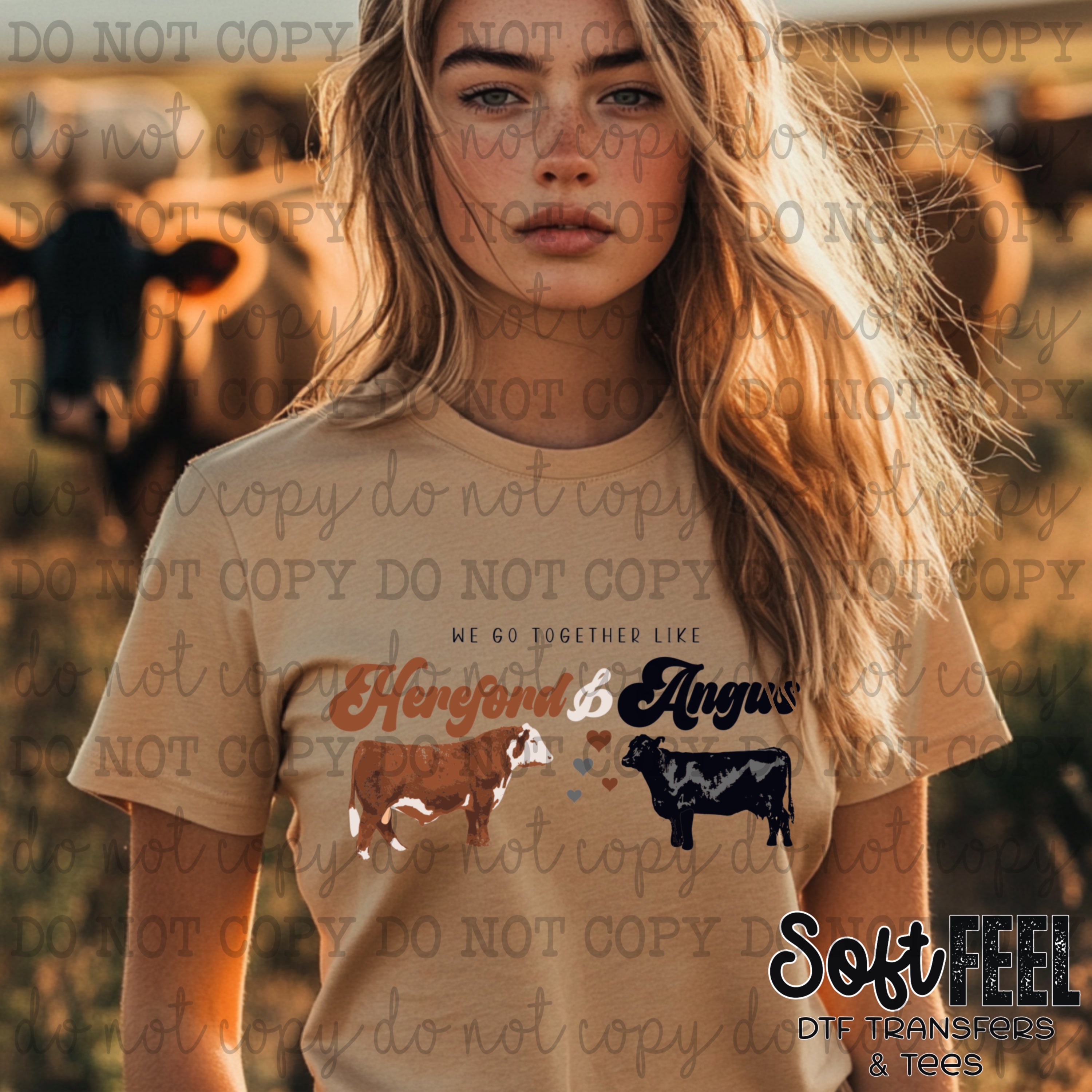 Go Together Like a Hereford and an Angus - Ranch Humor Youth Western - Direct To Film Transfer / DTF - Heat Press Clothing Transfer