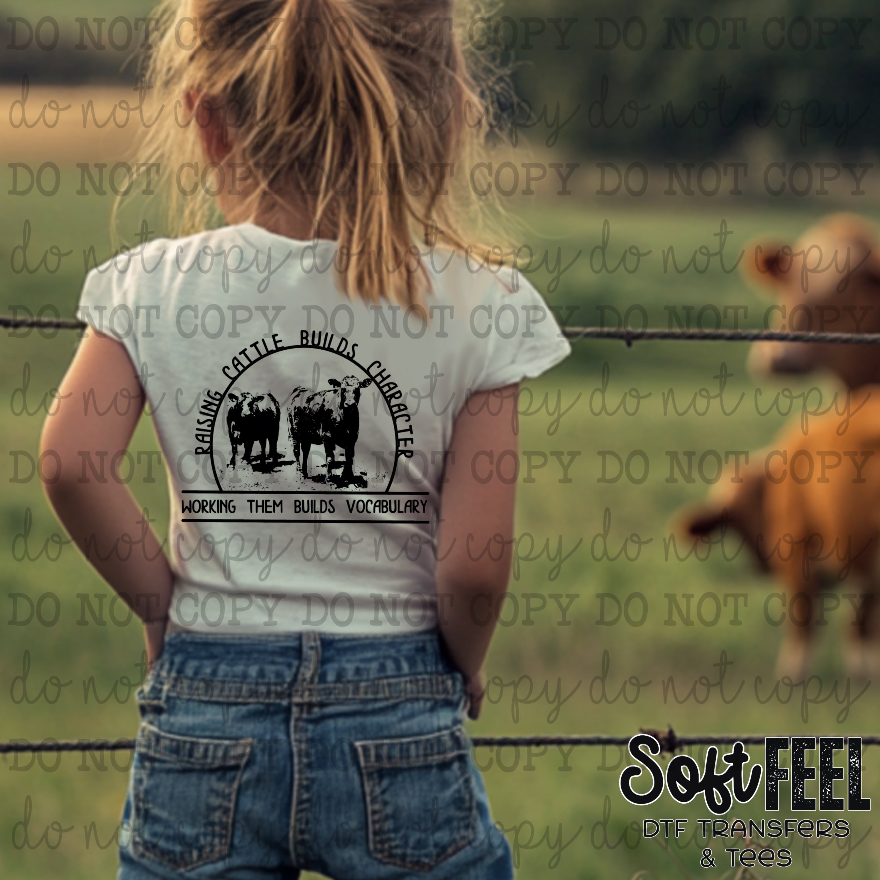 Working Cattle Builds Vocabulary - Ranch Humor Youth Western - Direct To Film Transfer / DTF - Heat Press Clothing Transfer