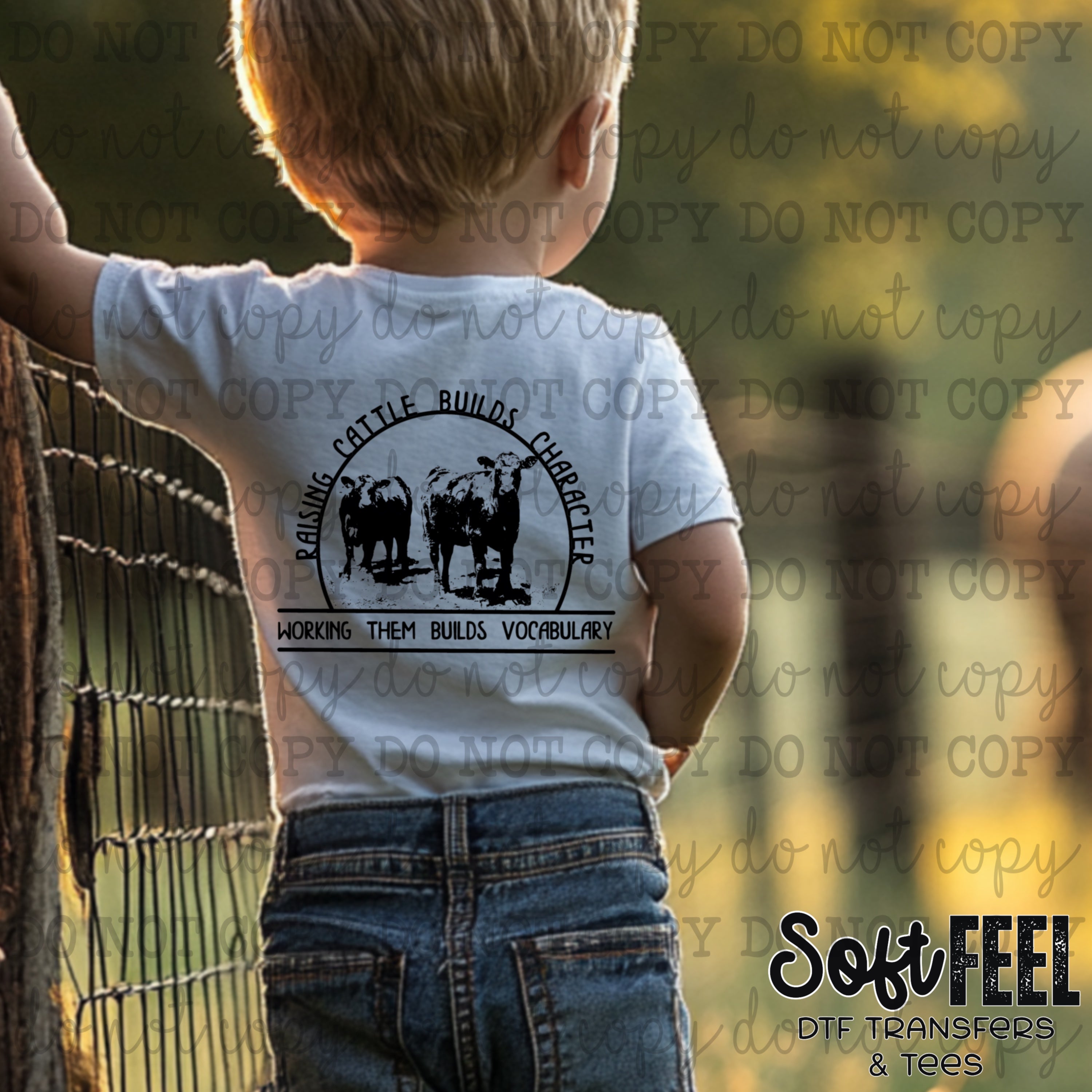 Working Cattle Builds Vocabulary - Ranch Humor Youth Western - Direct To Film Transfer / DTF - Heat Press Clothing Transfer