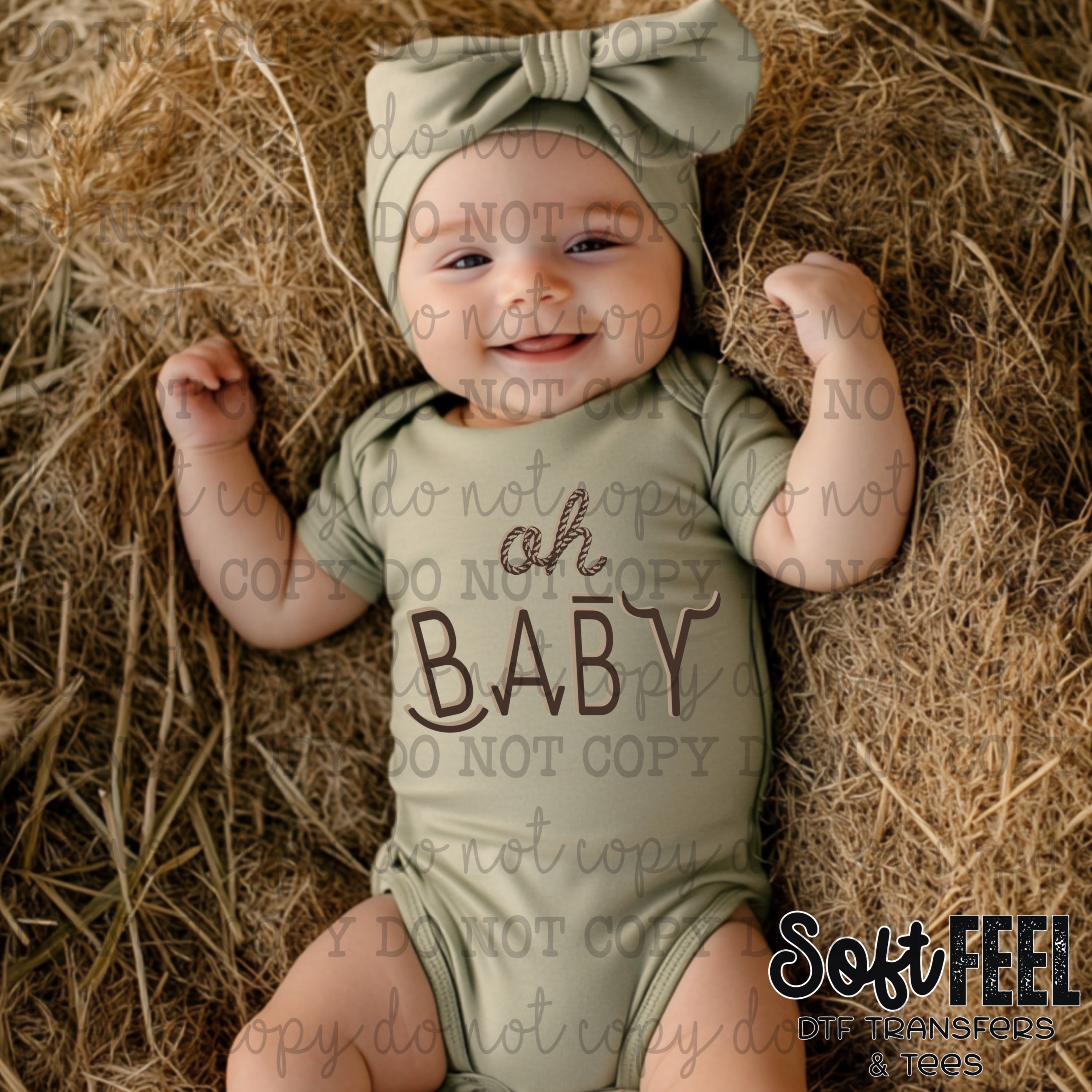 Oh Baby Cattle Brand -Baby Announcements Western - Direct To Film Transfer / DTF - Heat Press Clothing Transfer