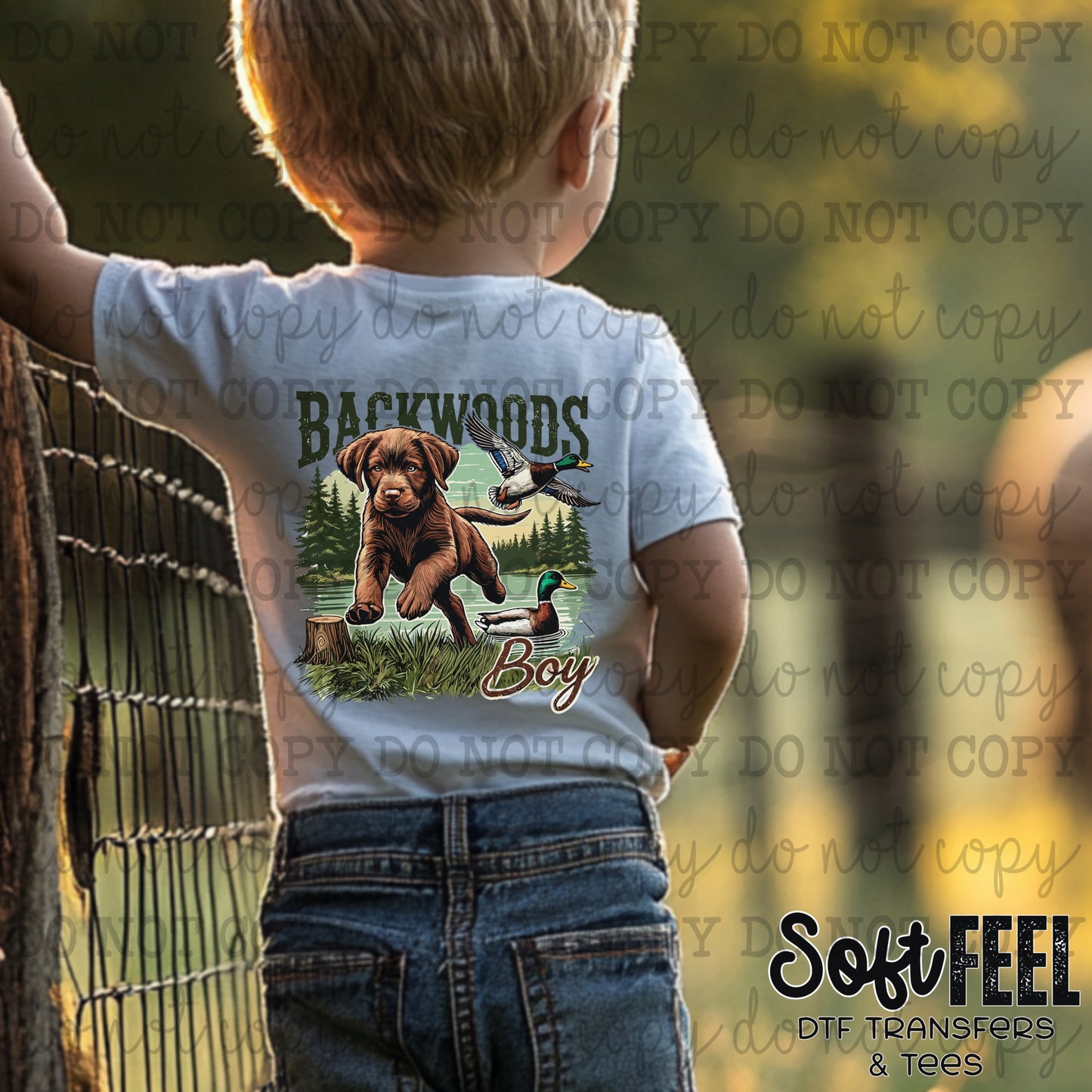 Backwoods Boy Duck Dog Hunting - Youth Western - Direct To Film Transfer / DTF - Heat Press Clothing Transfer