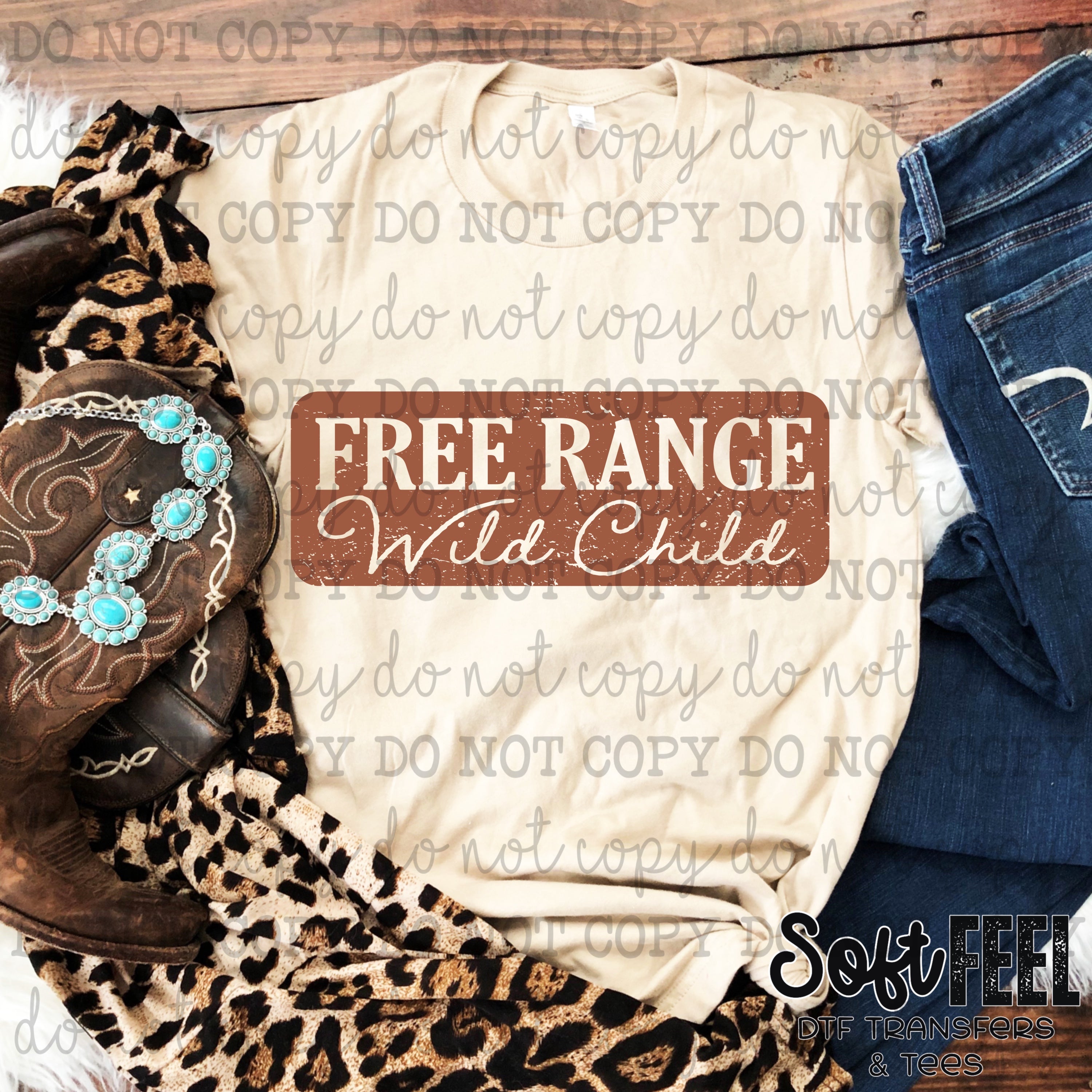 Free Range Wild Child - youth country western - Direct To Film Transfer / DTF - Heat Press Clothing Transfer