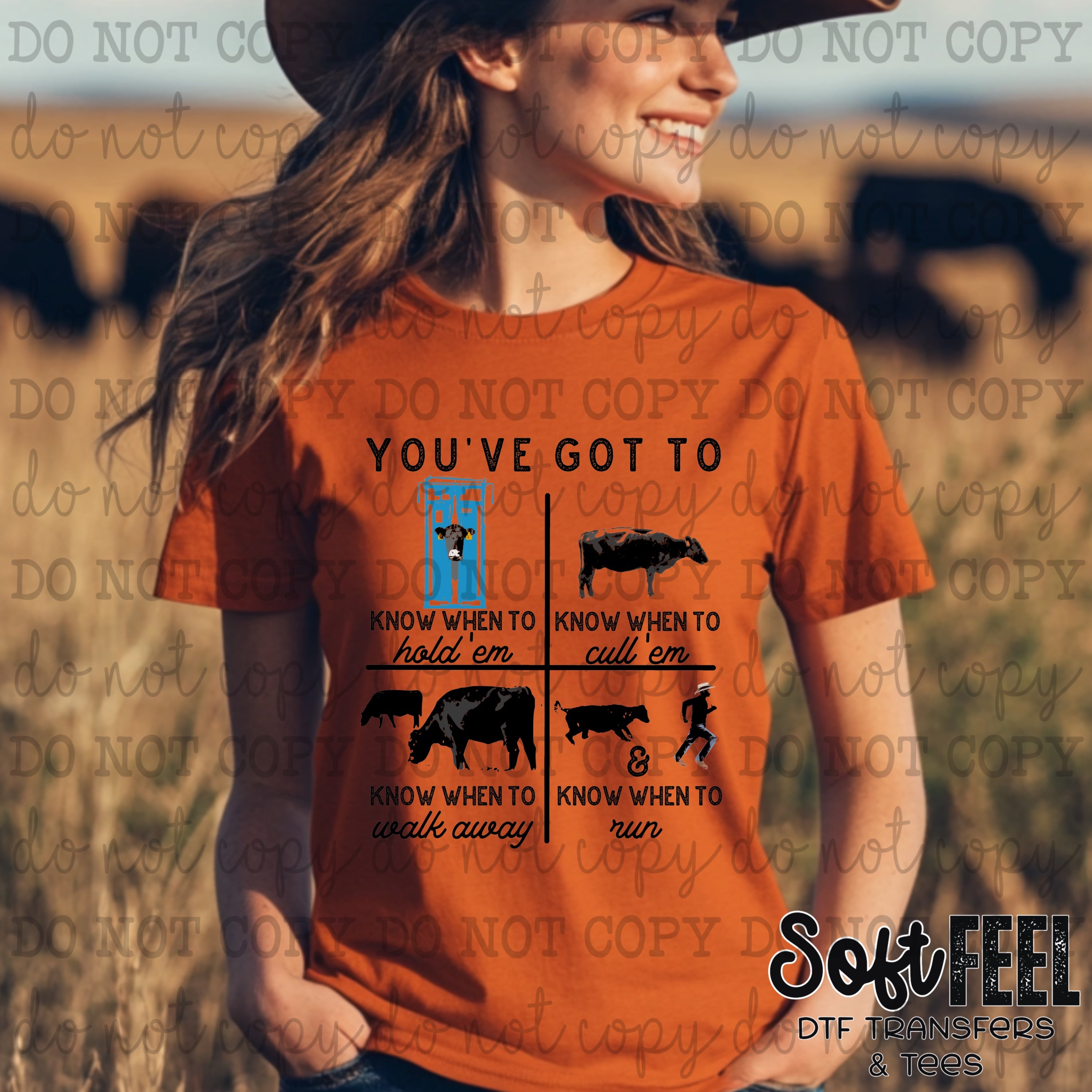 You've Got To Know When Cattle Humor - youth country western - Direct To Film Transfer / DTF - Heat Press Clothing Transfer