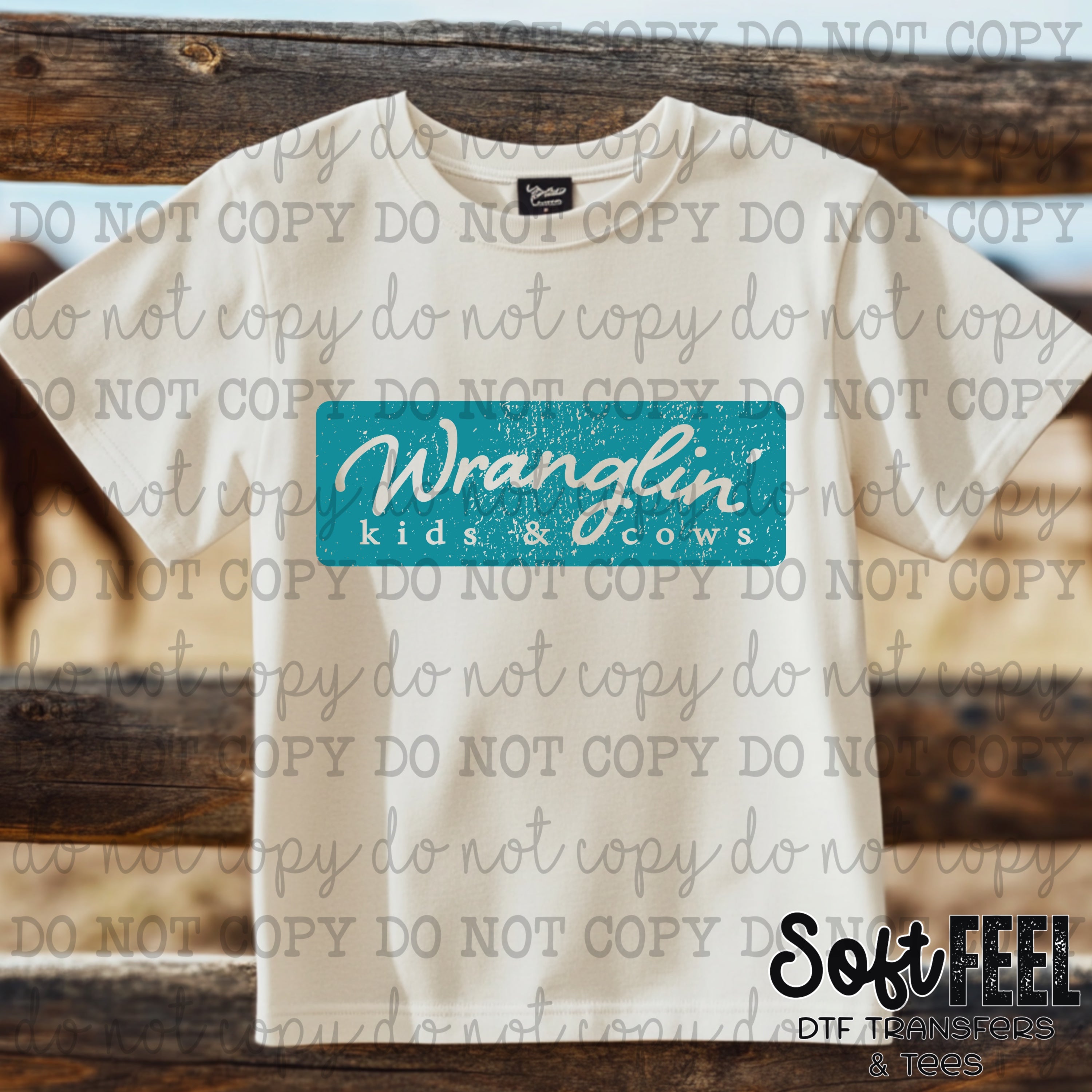 Wranglin Kids &amp; Cows - country western - Direct To Film Transfer / DTF - Heat Press Clothing Transfer
