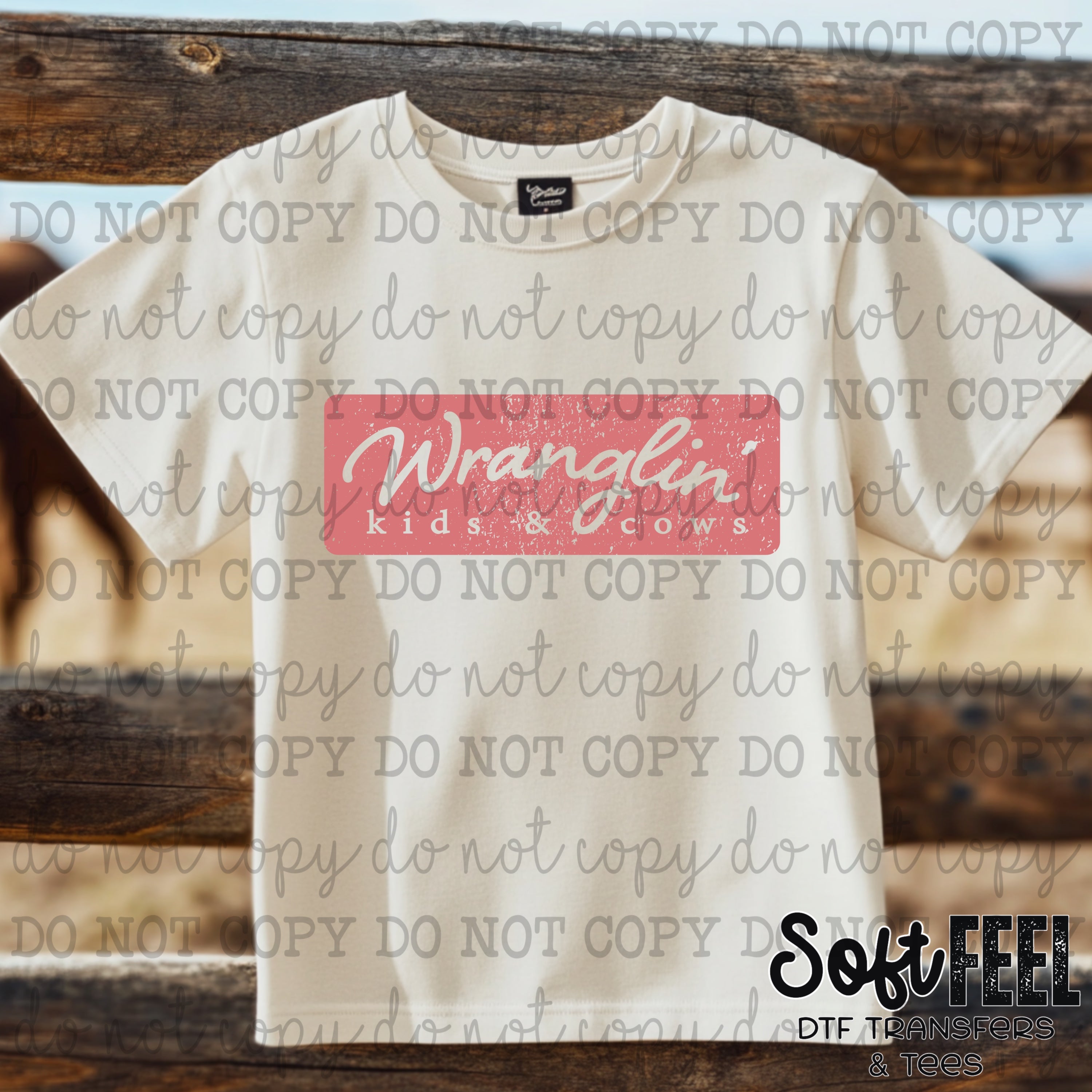 Wranglin Kids &amp; Cows - country western - Direct To Film Transfer / DTF - Heat Press Clothing Transfer