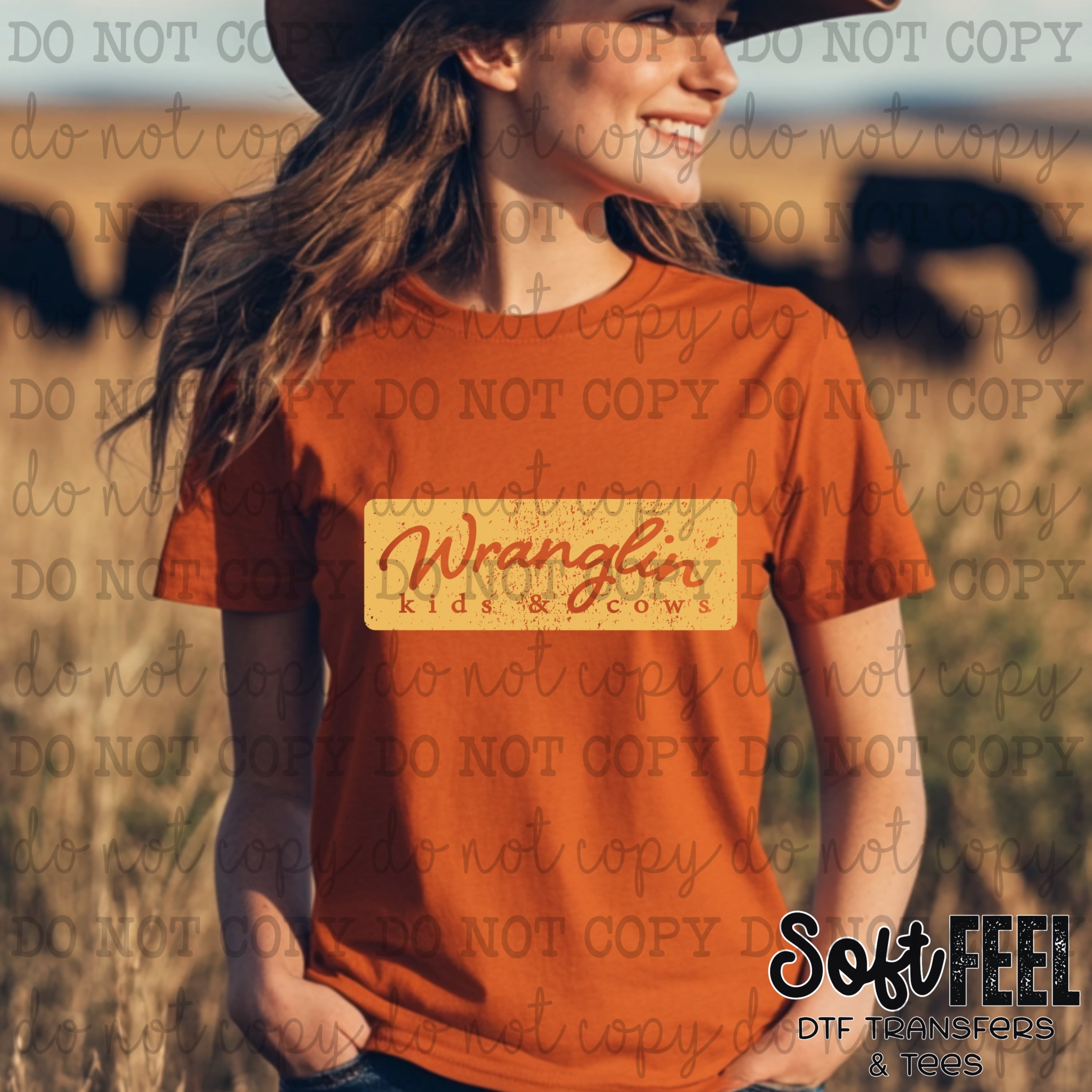 Wranglin Kids & Cows - country western - Direct To Film Transfer / DTF - Heat Press Clothing Transfer